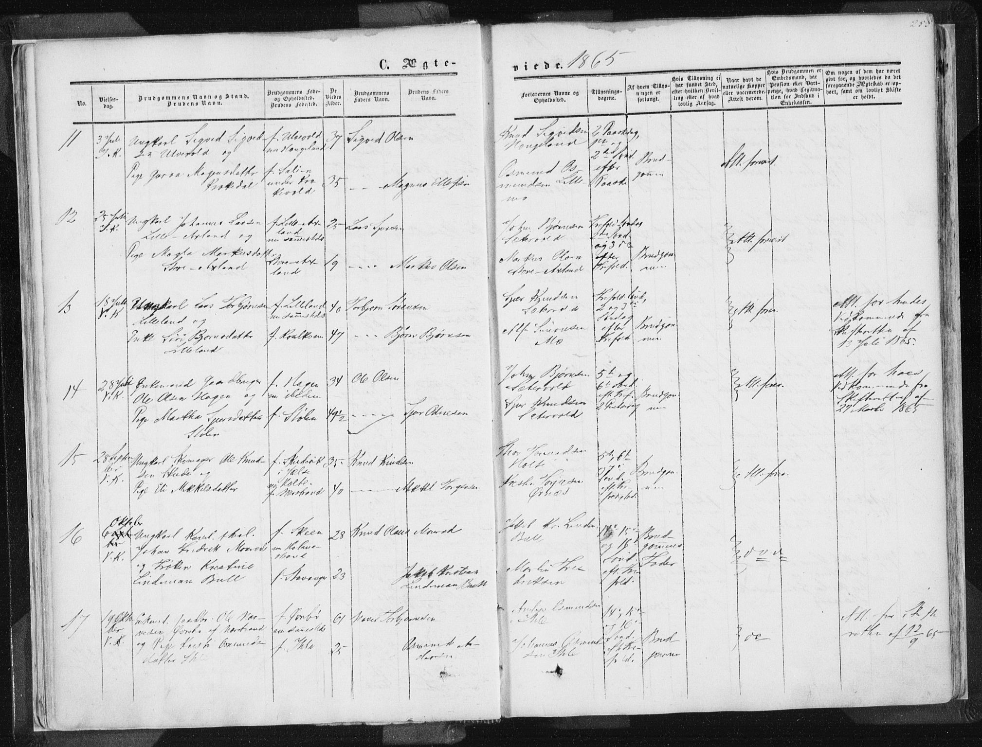 Vikedal sokneprestkontor, AV/SAST-A-101840/01/IV: Parish register (official) no. A 6.2, 1851-1867, p. 253