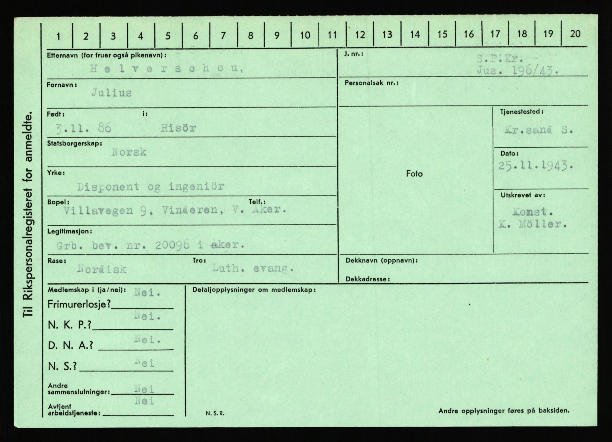 Statspolitiet - Hovedkontoret / Osloavdelingen, AV/RA-S-1329/C/Ca/L0006: Hanche - Hokstvedt, 1943-1945, p. 3522