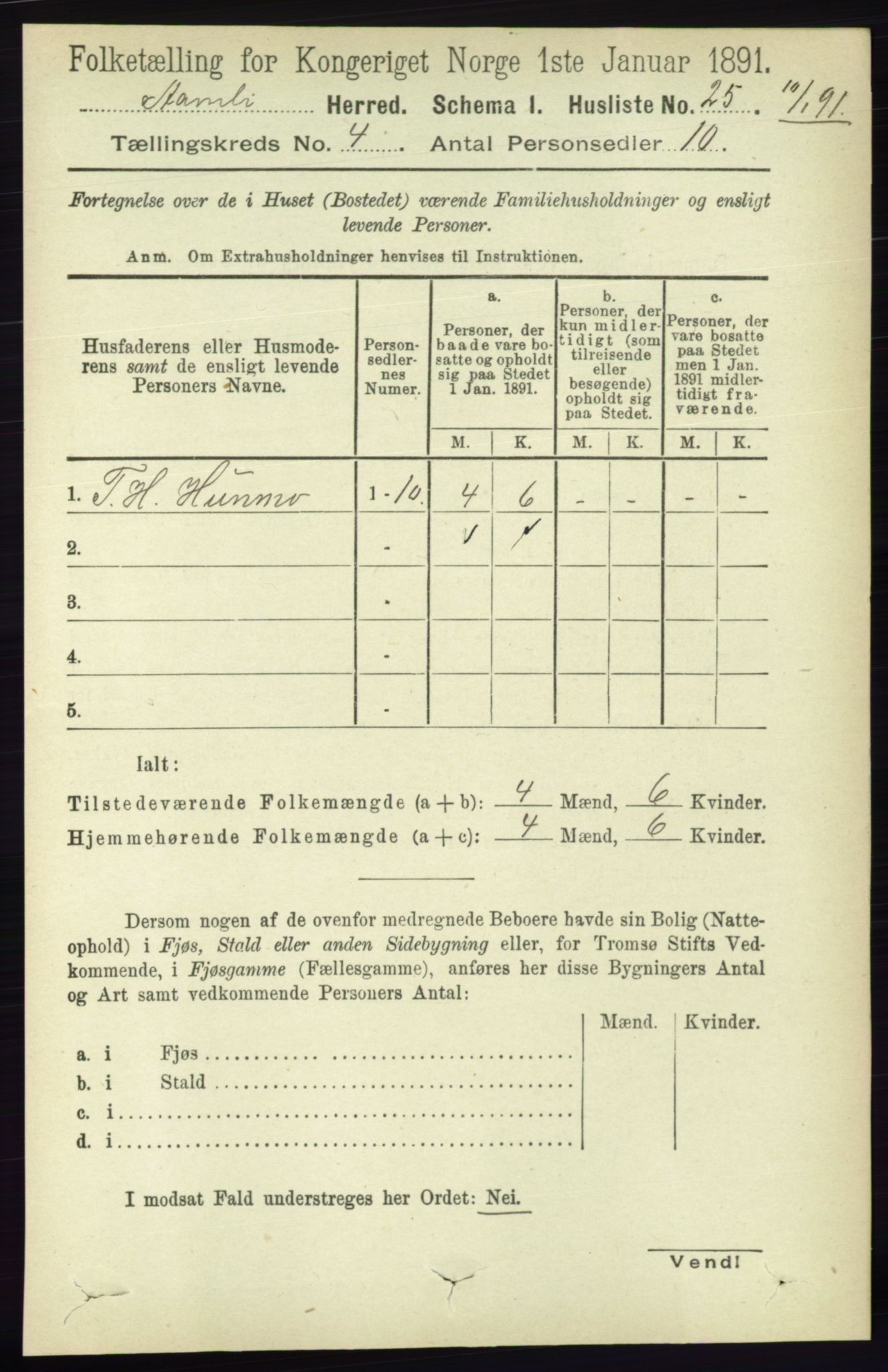 RA, 1891 census for 0929 Åmli, 1891, p. 435