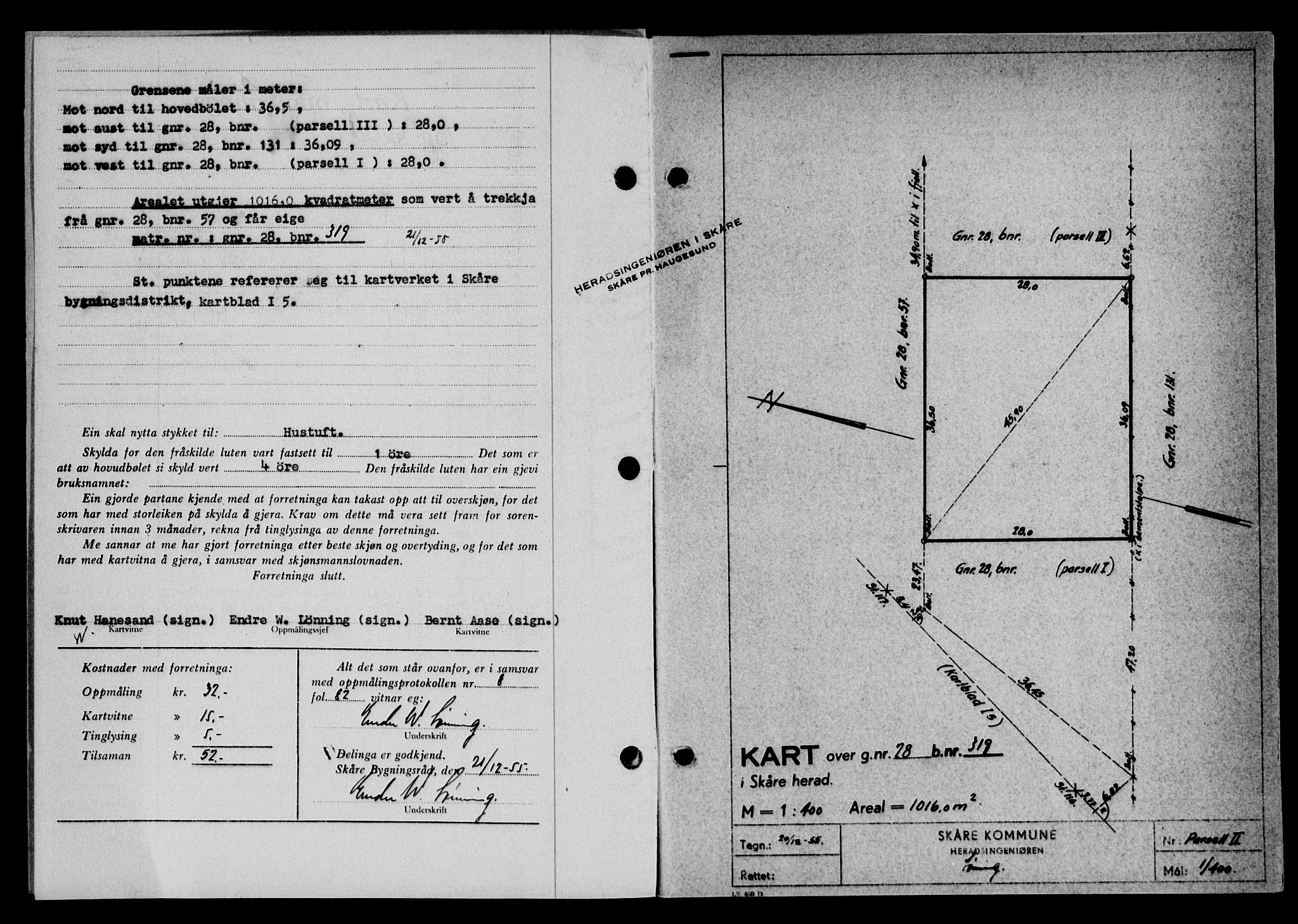 Karmsund sorenskriveri, SAST/A-100311/01/II/IIB/L0118: Mortgage book no. 98A, 1955-1956, Diary no: : 4106/1955
