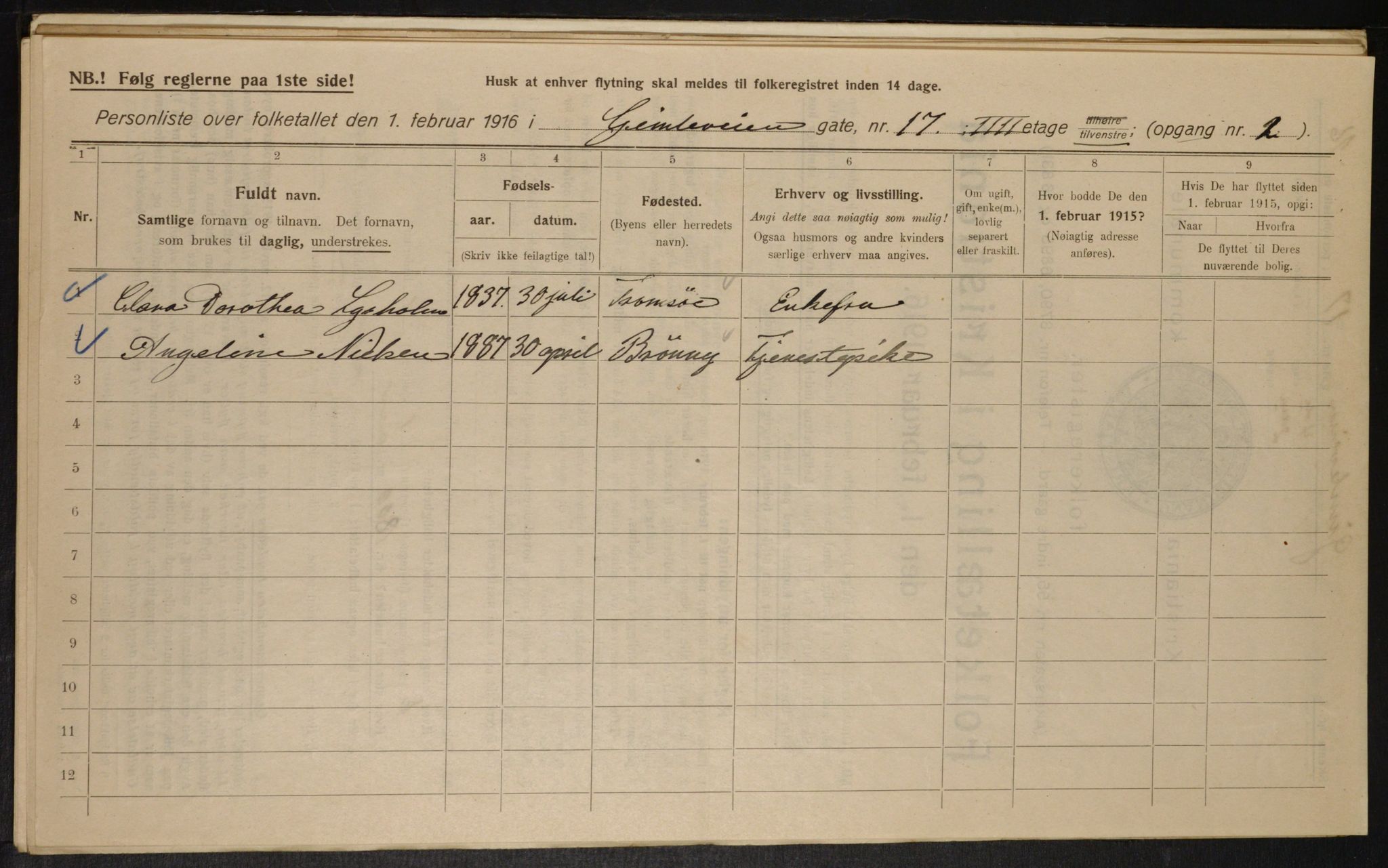 OBA, Municipal Census 1916 for Kristiania, 1916, p. 29770