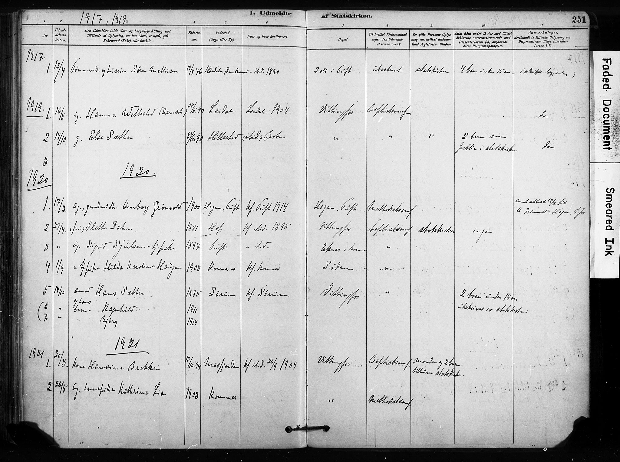 Sandsvær kirkebøker, SAKO/A-244/F/Fc/L0001: Parish register (official) no. III 1, 1878-1923, p. 251