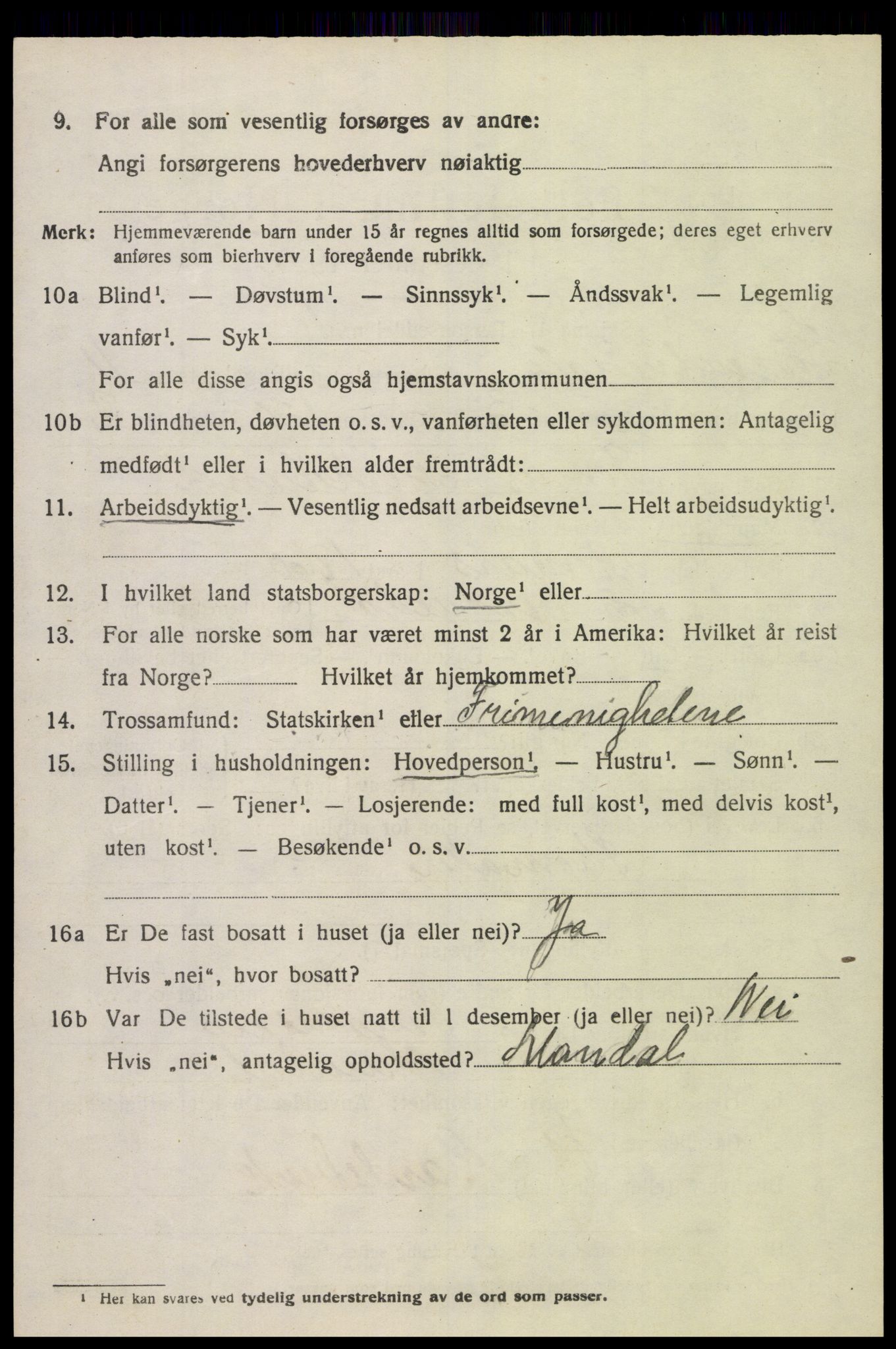 SAK, 1920 census for Sør-Audnedal, 1920, p. 4270