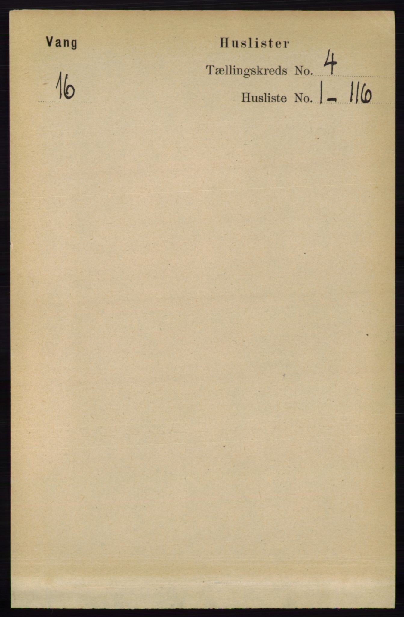 RA, 1891 census for 0414 Vang, 1891, p. 2629
