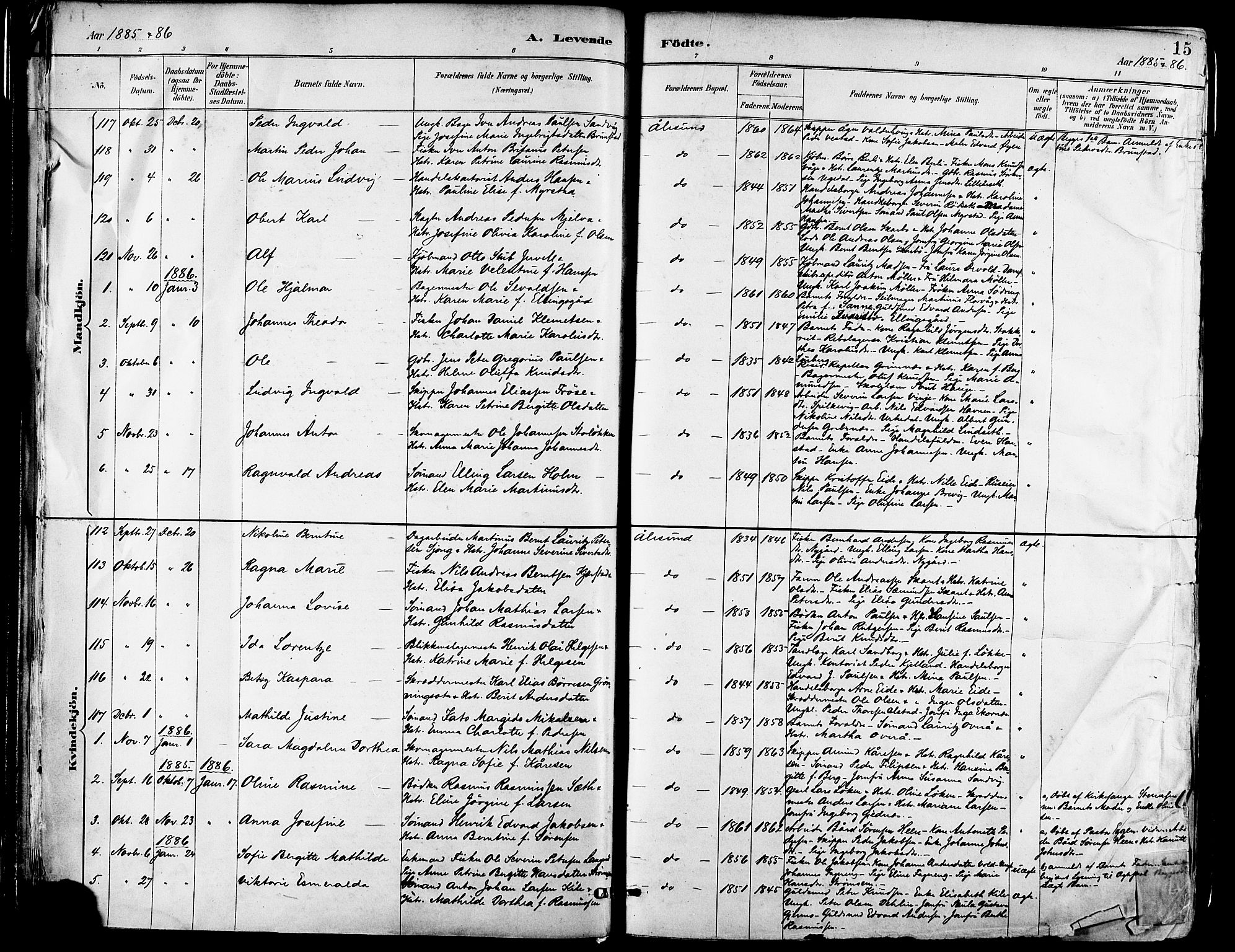 Ministerialprotokoller, klokkerbøker og fødselsregistre - Møre og Romsdal, AV/SAT-A-1454/529/L0455: Parish register (official) no. 529A05, 1885-1893, p. 15