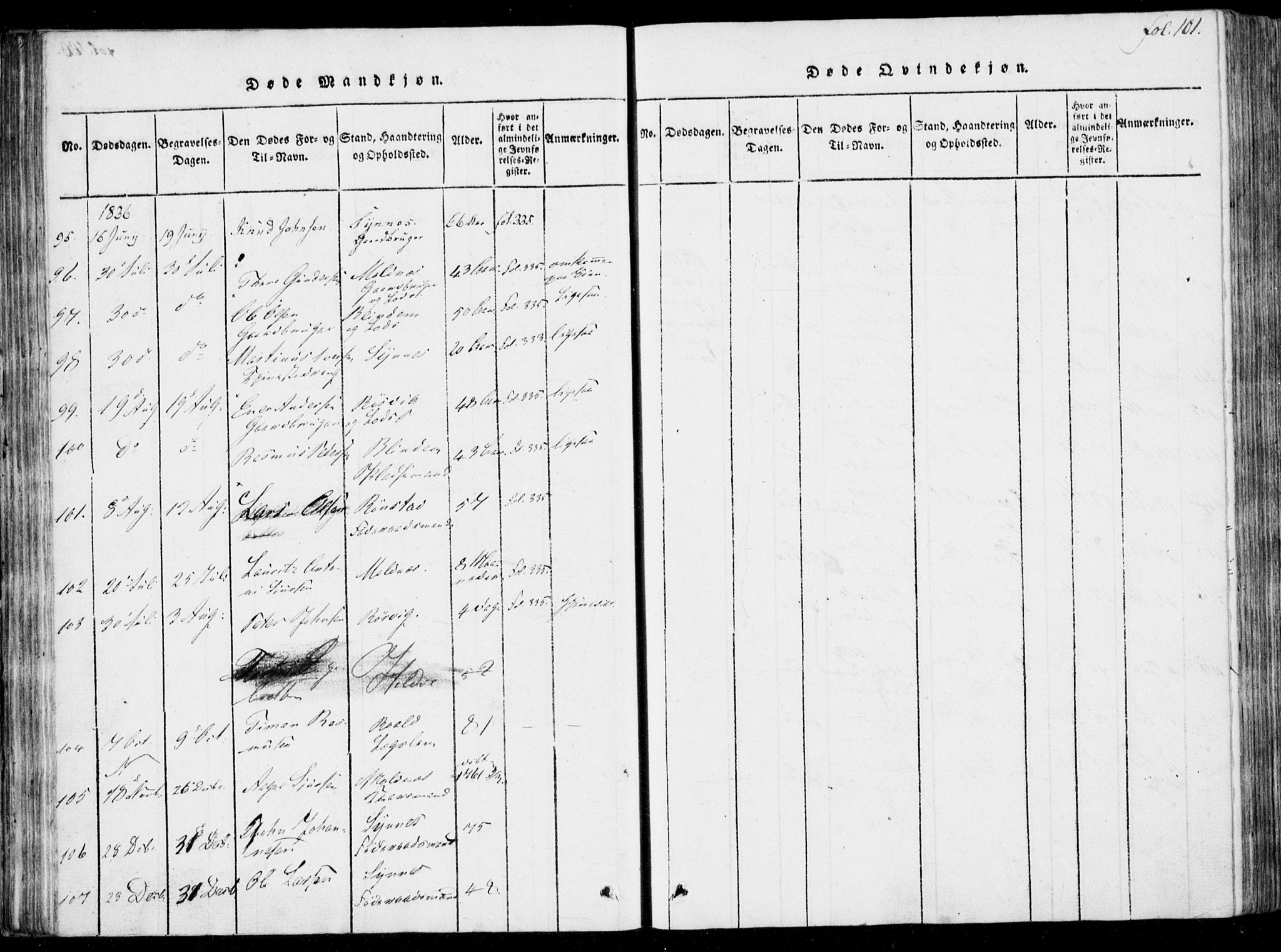 Ministerialprotokoller, klokkerbøker og fødselsregistre - Møre og Romsdal, SAT/A-1454/537/L0517: Parish register (official) no. 537A01, 1818-1862, p. 101