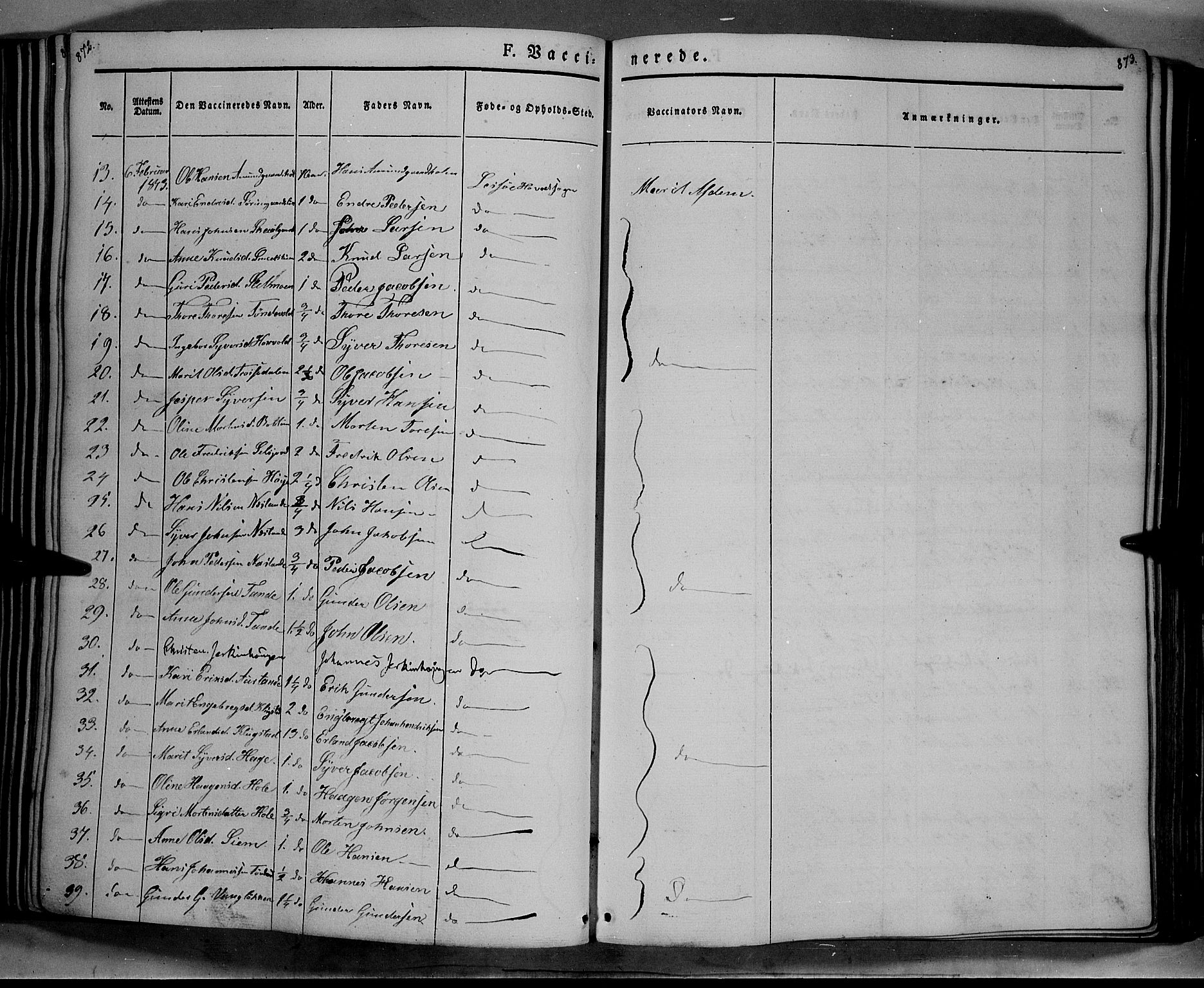 Lesja prestekontor, AV/SAH-PREST-068/H/Ha/Haa/L0006: Parish register (official) no. 6B, 1843-1854, p. 872-873