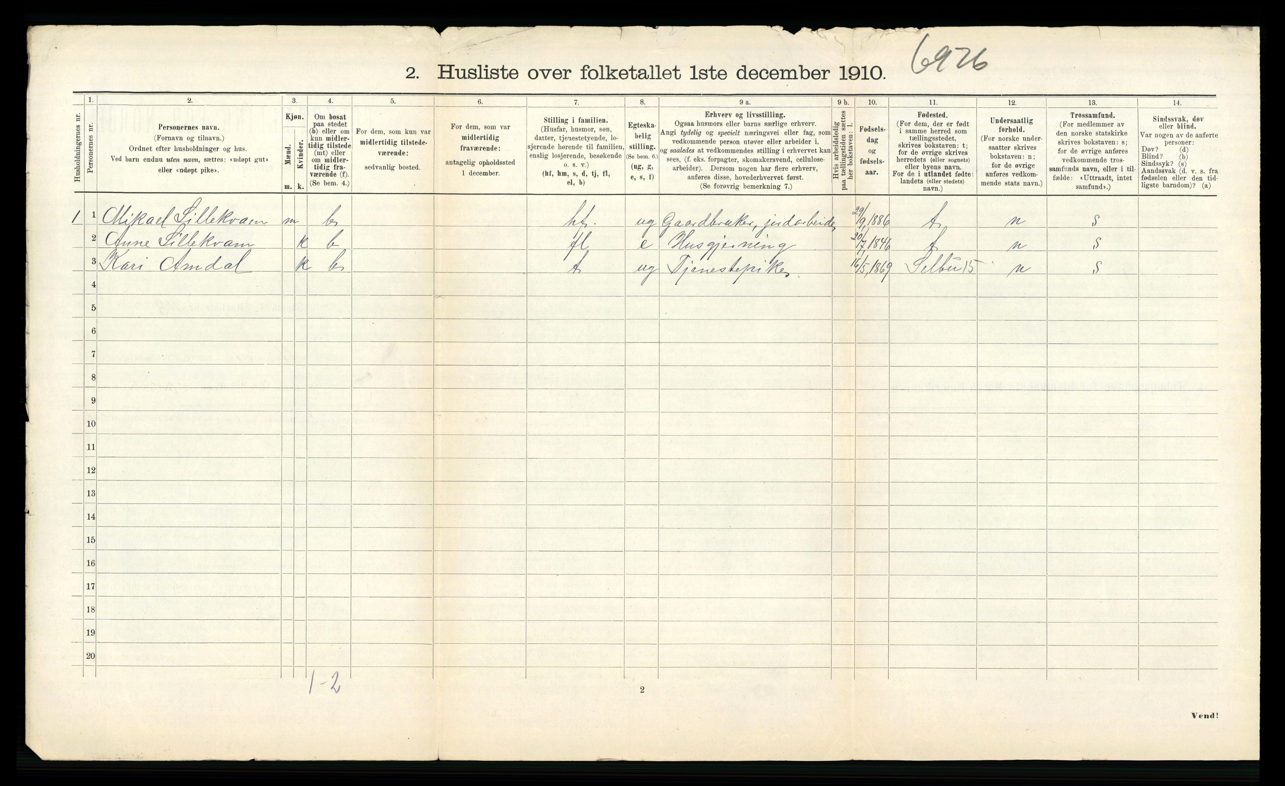 RA, 1910 census for Strinda, 1910, p. 1399