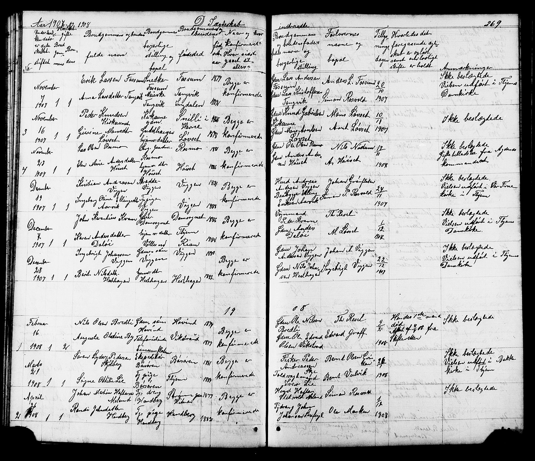 Ministerialprotokoller, klokkerbøker og fødselsregistre - Sør-Trøndelag, SAT/A-1456/665/L0777: Parish register (copy) no. 665C02, 1867-1915, p. 269