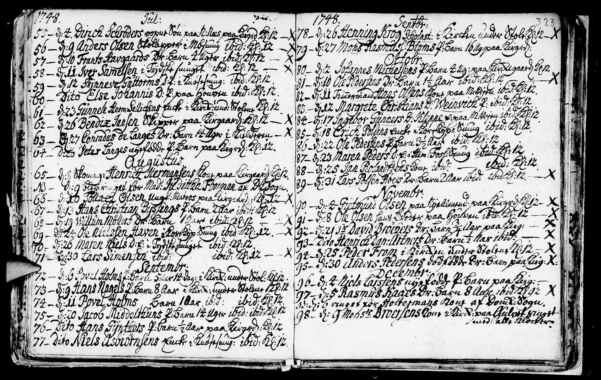 Nykirken Sokneprestembete, SAB/A-77101/H/Haa/L0009: Parish register (official) no. A 9, 1689-1759, p. 323