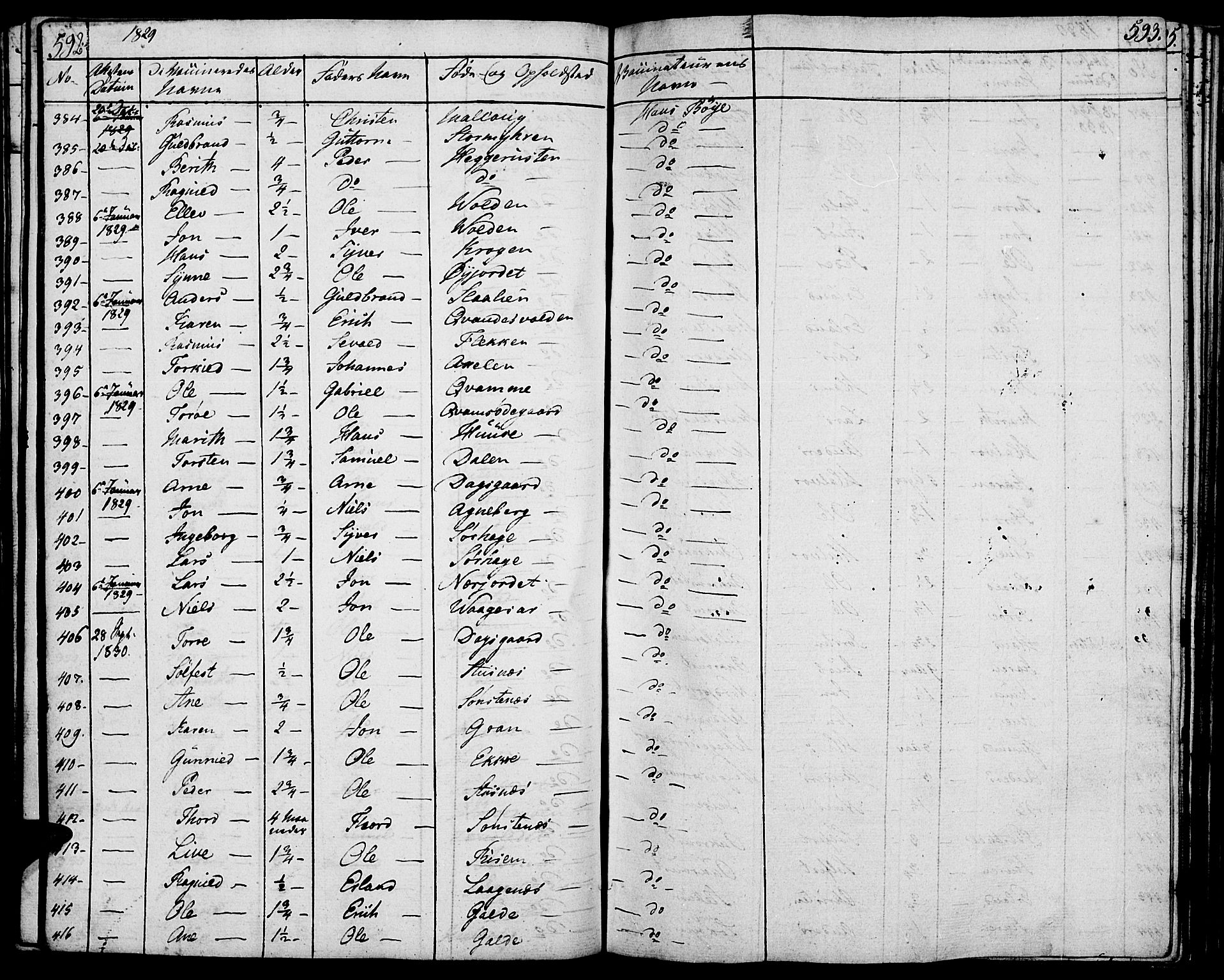 Lom prestekontor, SAH/PREST-070/K/L0005: Parish register (official) no. 5, 1825-1837, p. 592-593