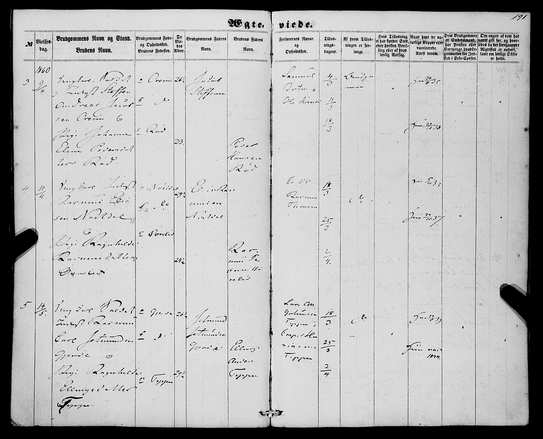 Eid sokneprestembete, SAB/A-82301/H/Haa/Haaa/L0008: Parish register (official) no. A 8, 1858-1860, p. 191