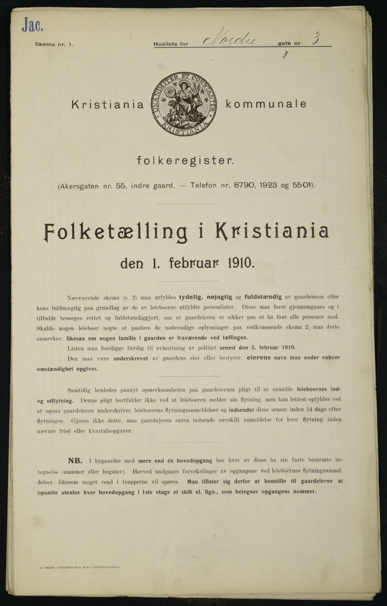 OBA, Municipal Census 1910 for Kristiania, 1910, p. 70964