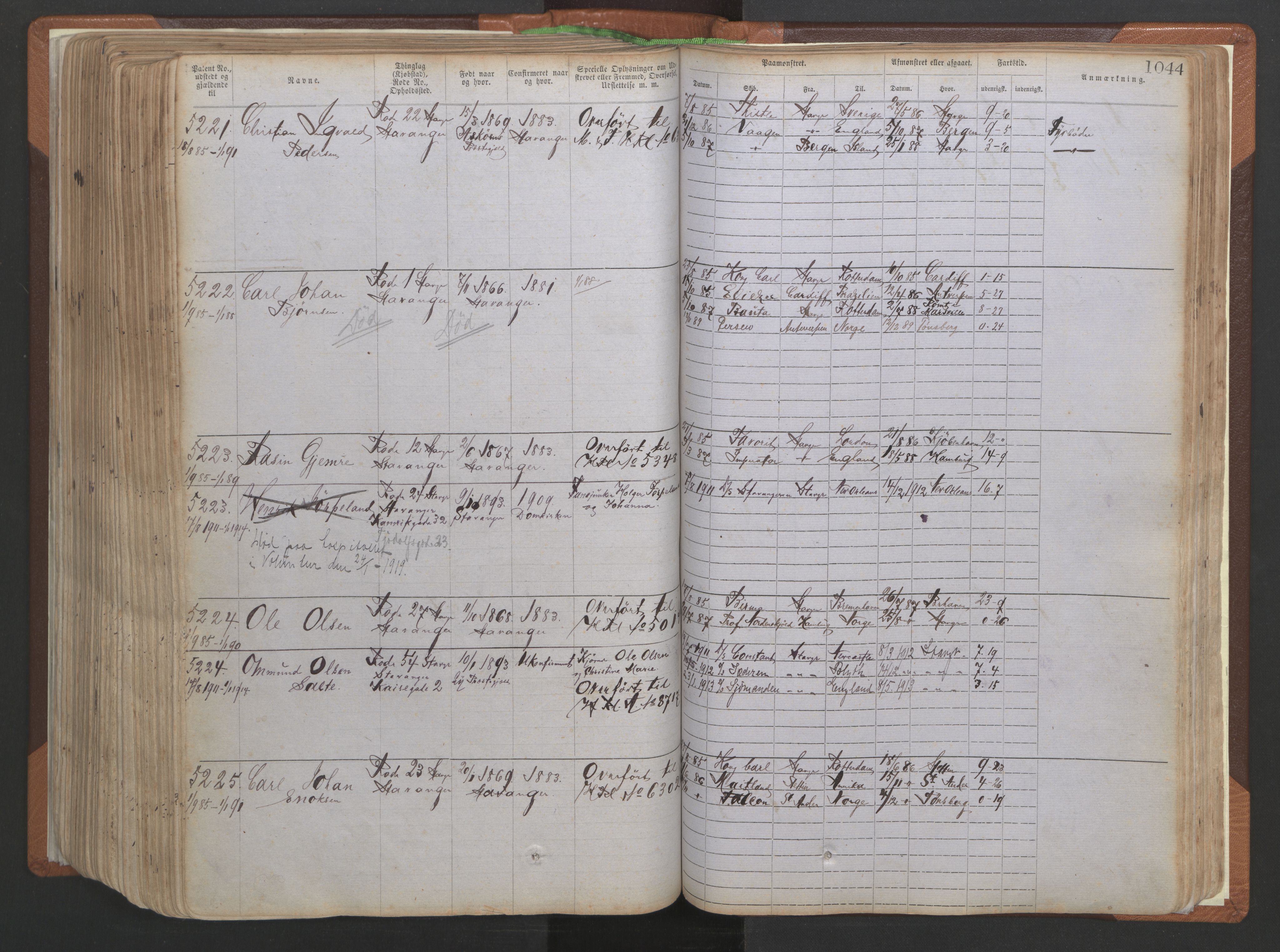 Stavanger sjømannskontor, AV/SAST-A-102006/F/Ff/L0006: Annotasjonsrulle No 2, patentnr. 3586-5505, 1878-1900, p. 331
