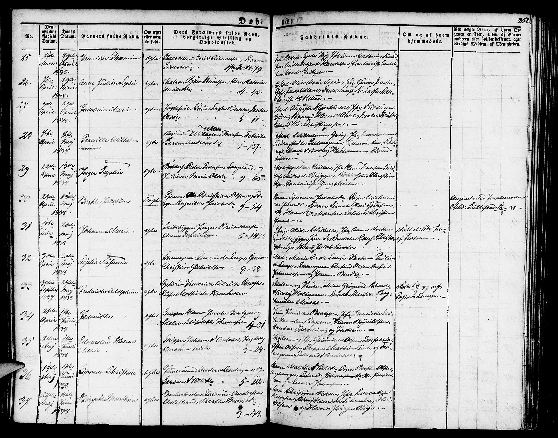 Nykirken Sokneprestembete, SAB/A-77101/H/Haa/L0012: Parish register (official) no. A 12, 1821-1844, p. 258