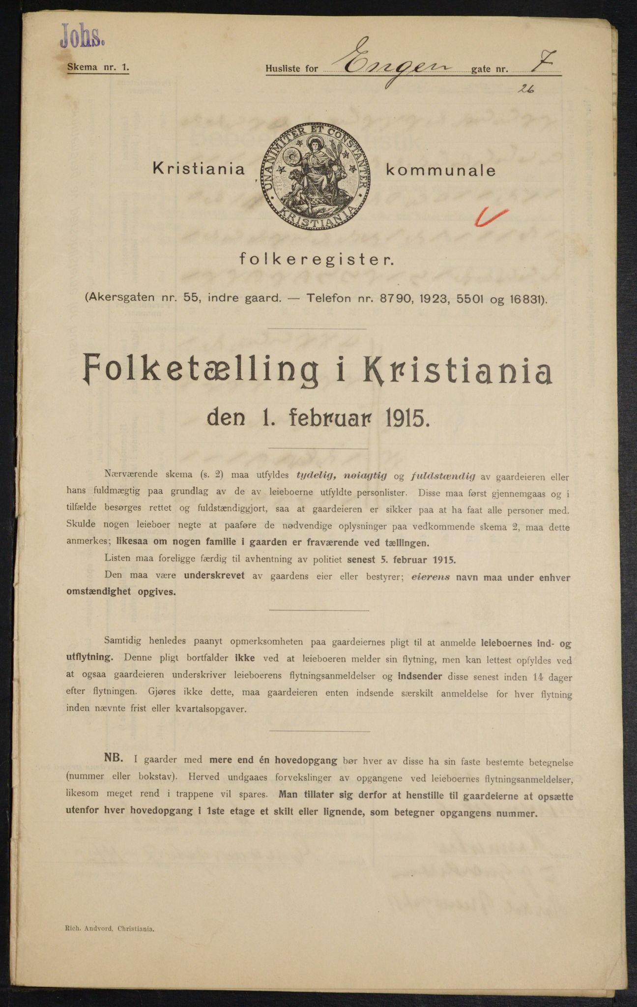 OBA, Municipal Census 1915 for Kristiania, 1915, p. 21301