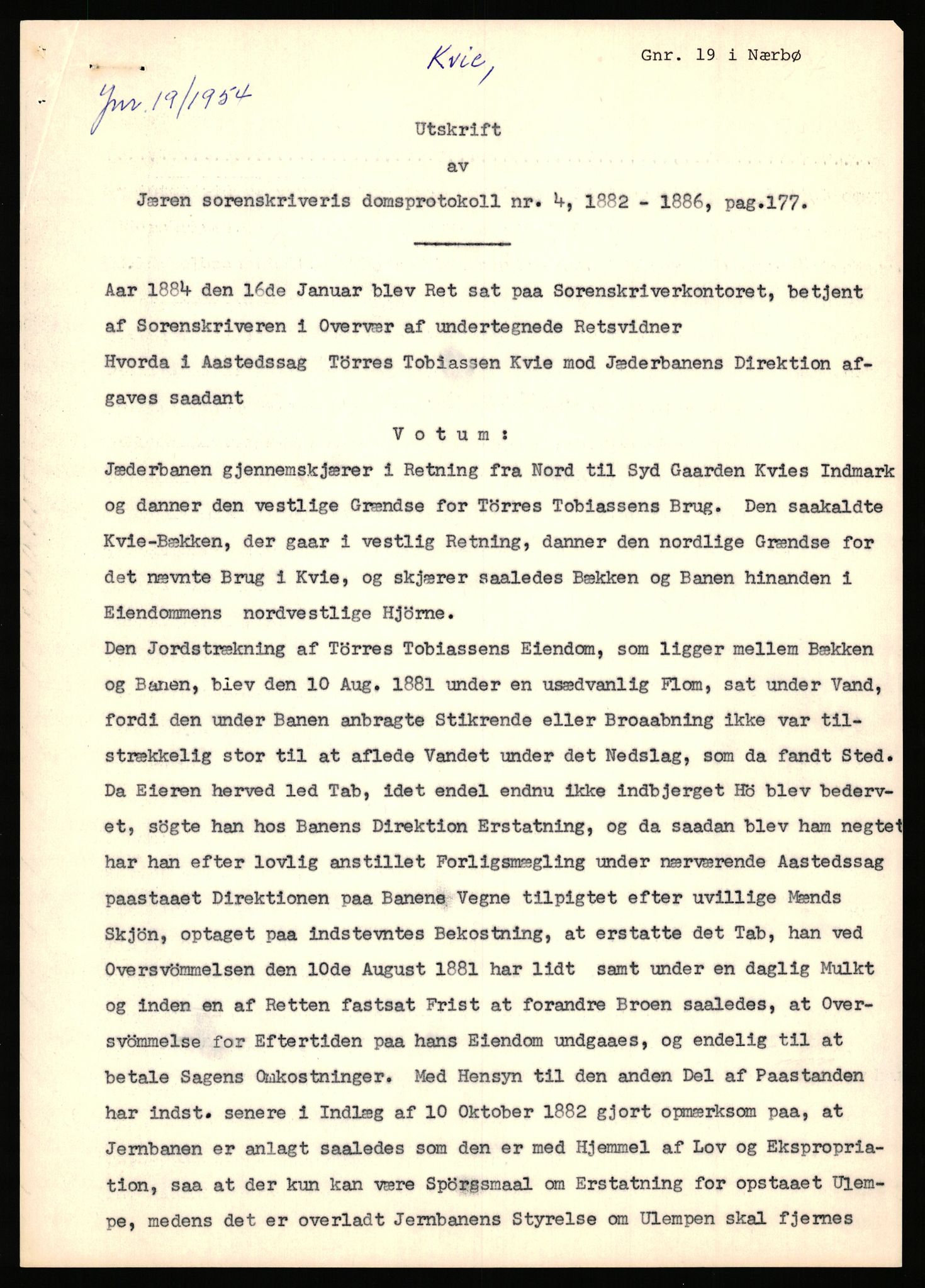 Statsarkivet i Stavanger, SAST/A-101971/03/Y/Yj/L0050: Avskrifter sortert etter gårdsnavn: Kvammen - Kvæstad, 1750-1930, p. 196