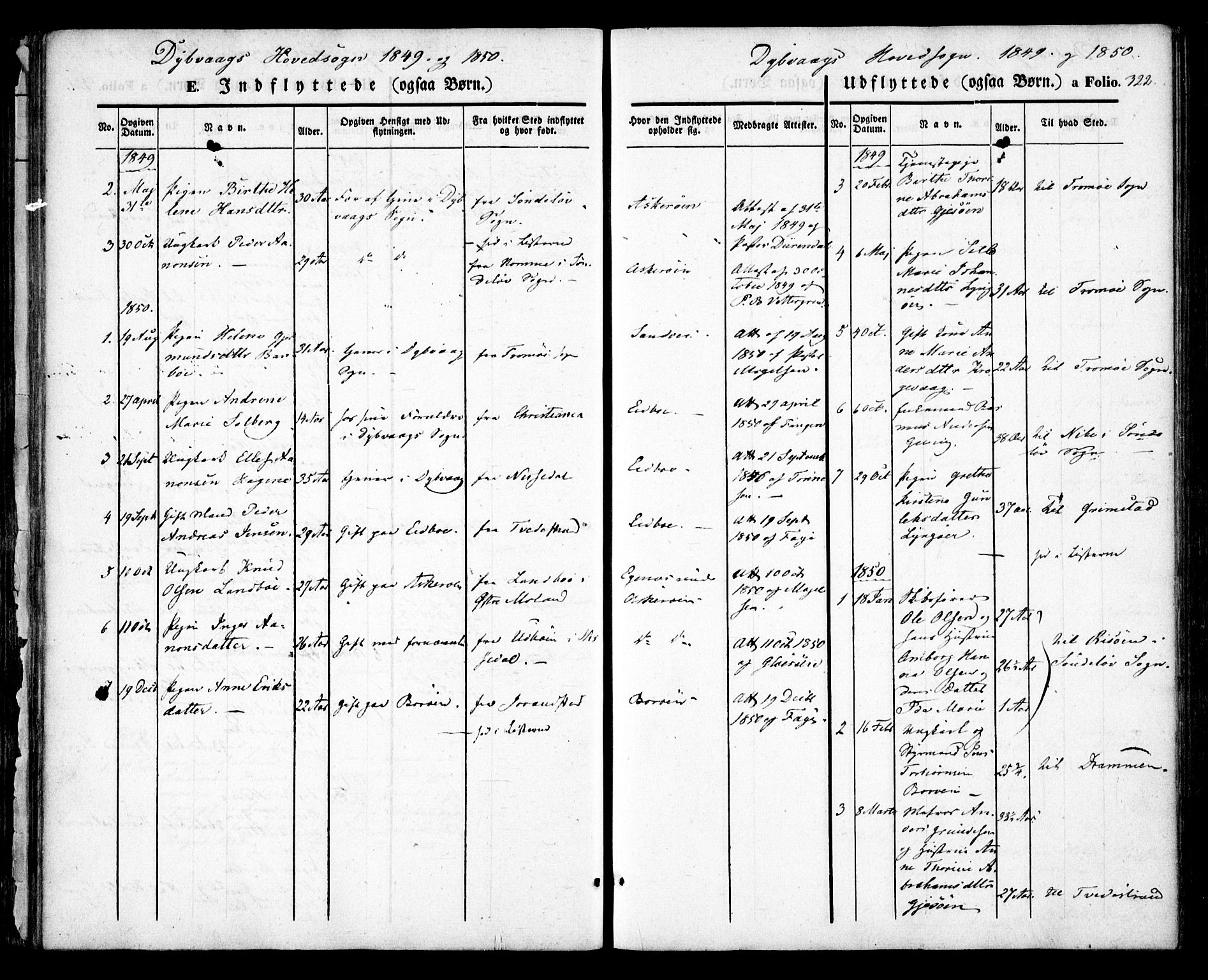 Dypvåg sokneprestkontor, AV/SAK-1111-0007/F/Fa/Faa/L0005: Parish register (official) no. A 5, 1841-1854, p. 322