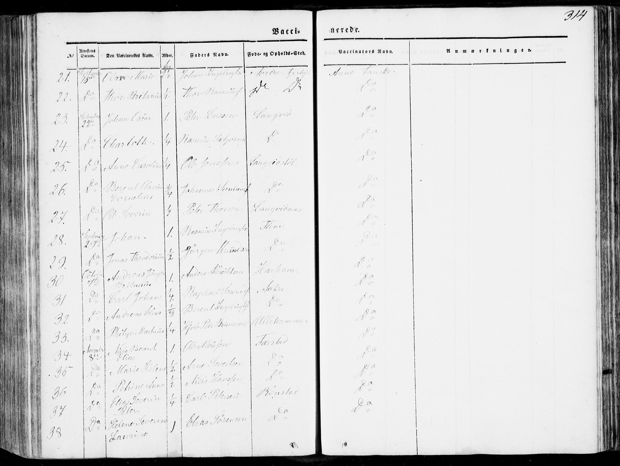 Ministerialprotokoller, klokkerbøker og fødselsregistre - Møre og Romsdal, AV/SAT-A-1454/536/L0497: Parish register (official) no. 536A06, 1845-1865, p. 314