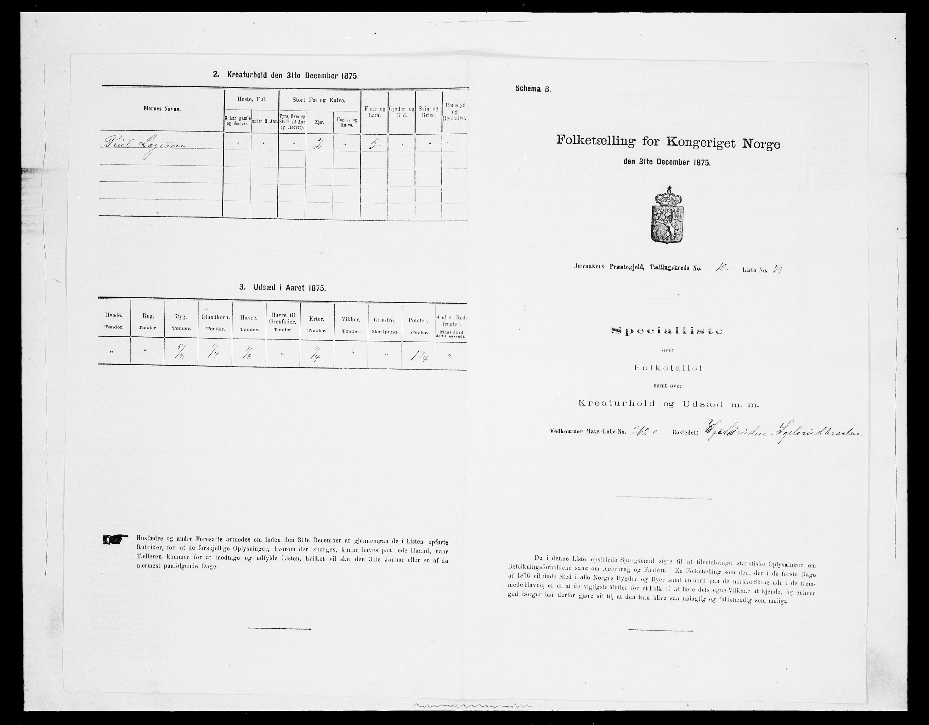 SAH, 1875 census for 0532P Jevnaker, 1875, p. 1762