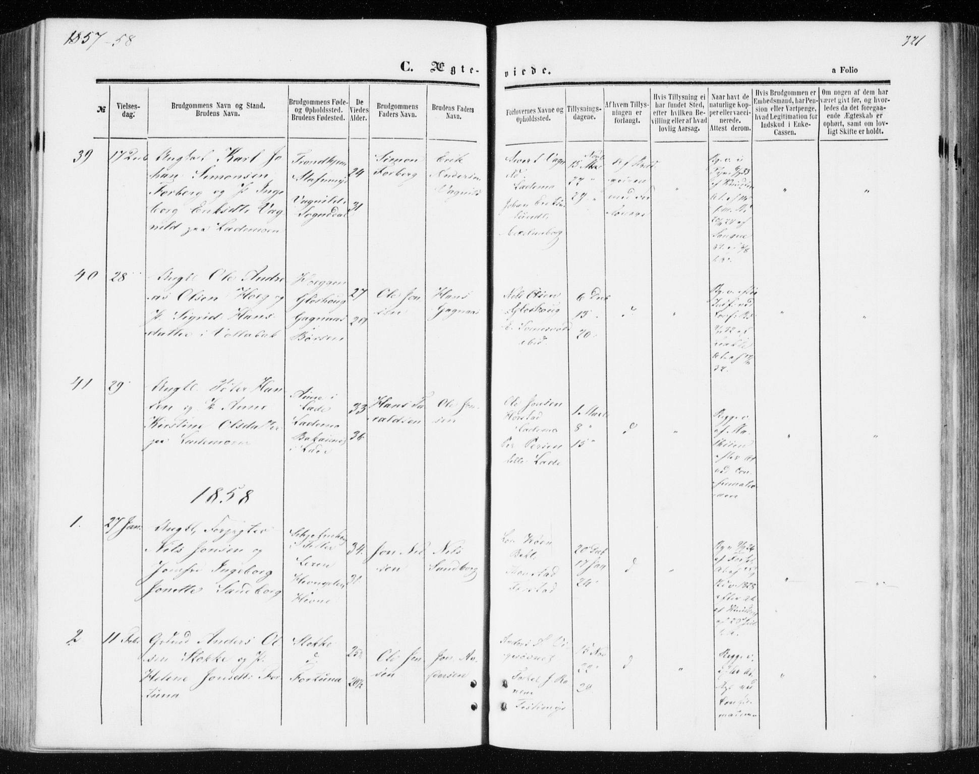 Ministerialprotokoller, klokkerbøker og fødselsregistre - Sør-Trøndelag, SAT/A-1456/606/L0292: Parish register (official) no. 606A07, 1856-1865, p. 321