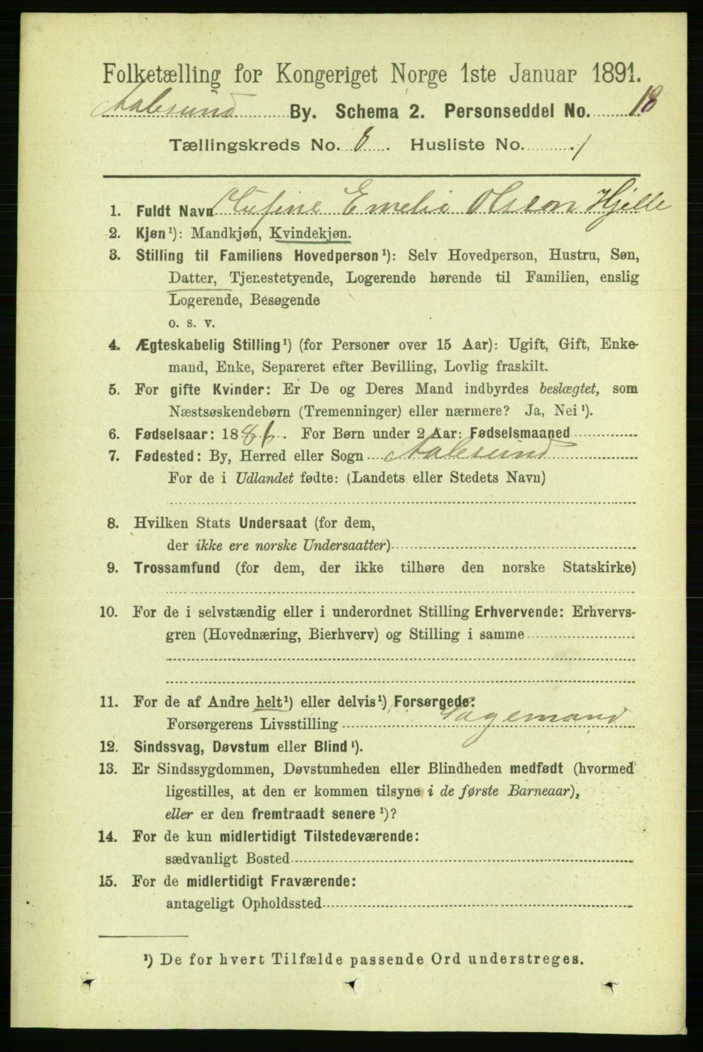 RA, 1891 census for 1501 Ålesund, 1891, p. 5797