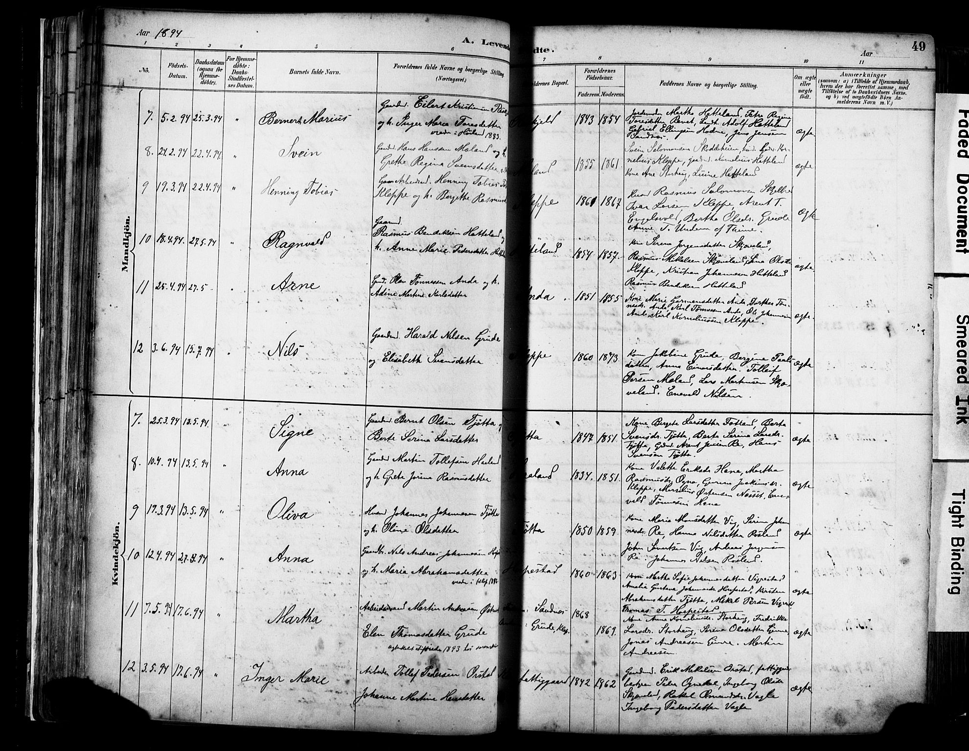 Klepp sokneprestkontor, AV/SAST-A-101803/001/3/30BA/L0009: Parish register (official) no. A 7, 1886-1915, p. 49