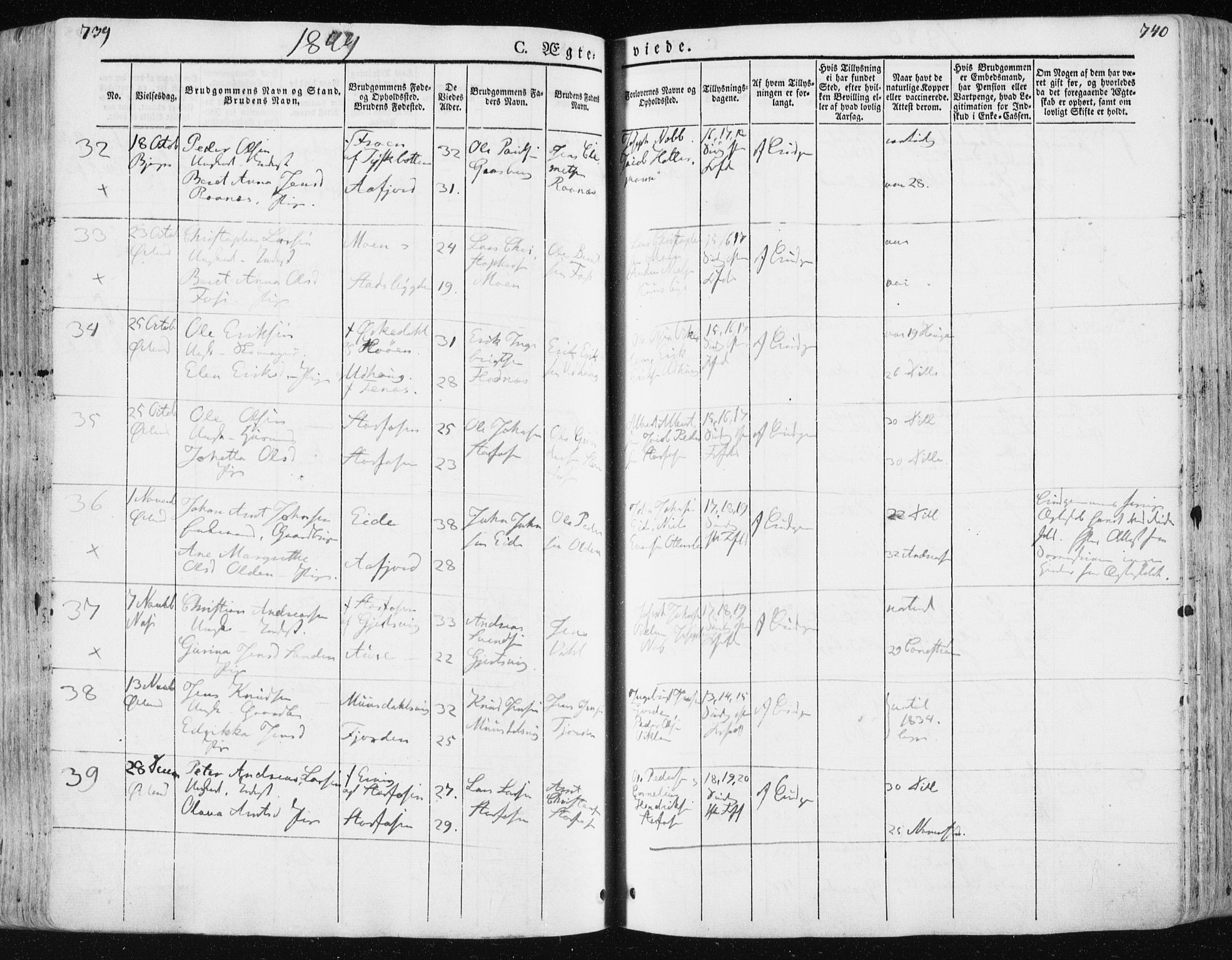 Ministerialprotokoller, klokkerbøker og fødselsregistre - Sør-Trøndelag, SAT/A-1456/659/L0736: Parish register (official) no. 659A06, 1842-1856, p. 739-740