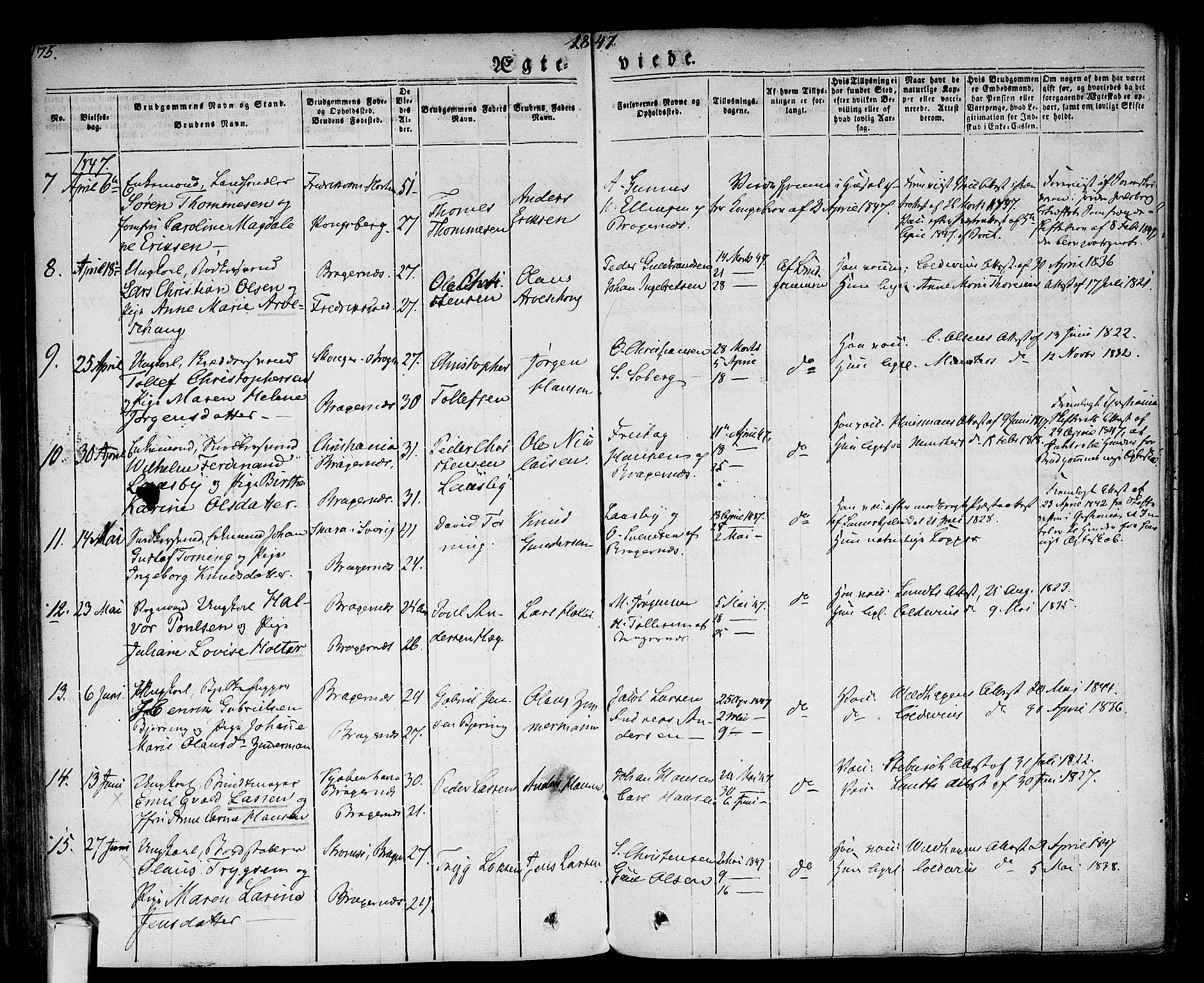 Bragernes kirkebøker, SAKO/A-6/F/Fc/L0001: Parish register (official) no. III 1, 1830-1853, p. 175