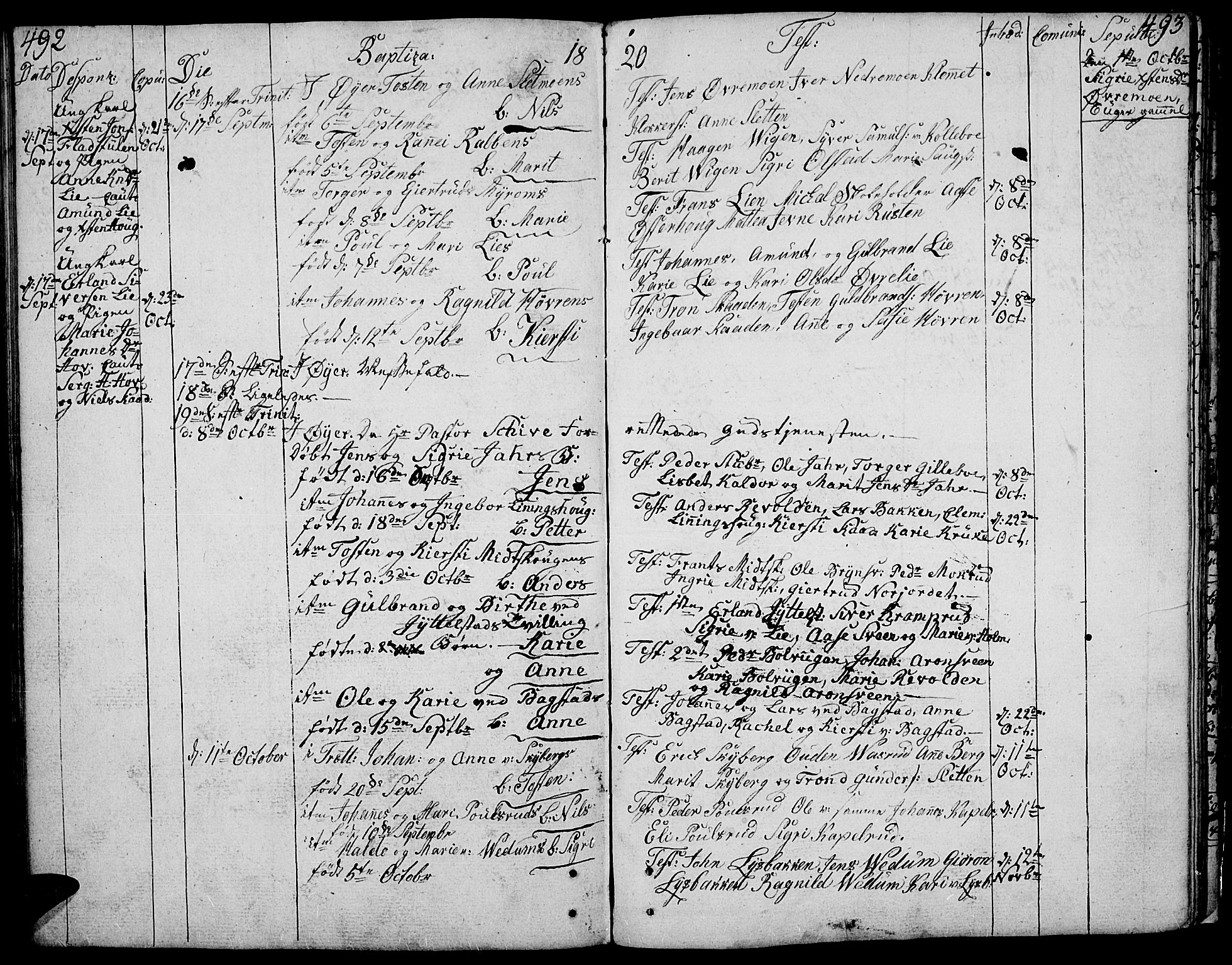 Øyer prestekontor, SAH/PREST-084/H/Ha/Haa/L0003: Parish register (official) no. 3, 1784-1824, p. 492-493