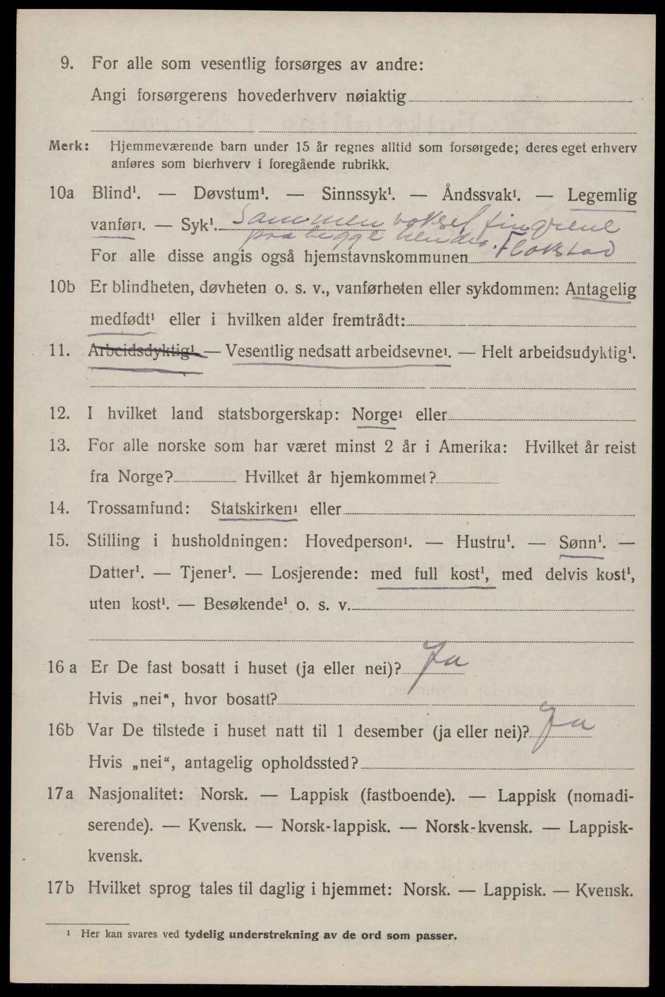 SAT, 1920 census for Flakstad, 1920, p. 2812