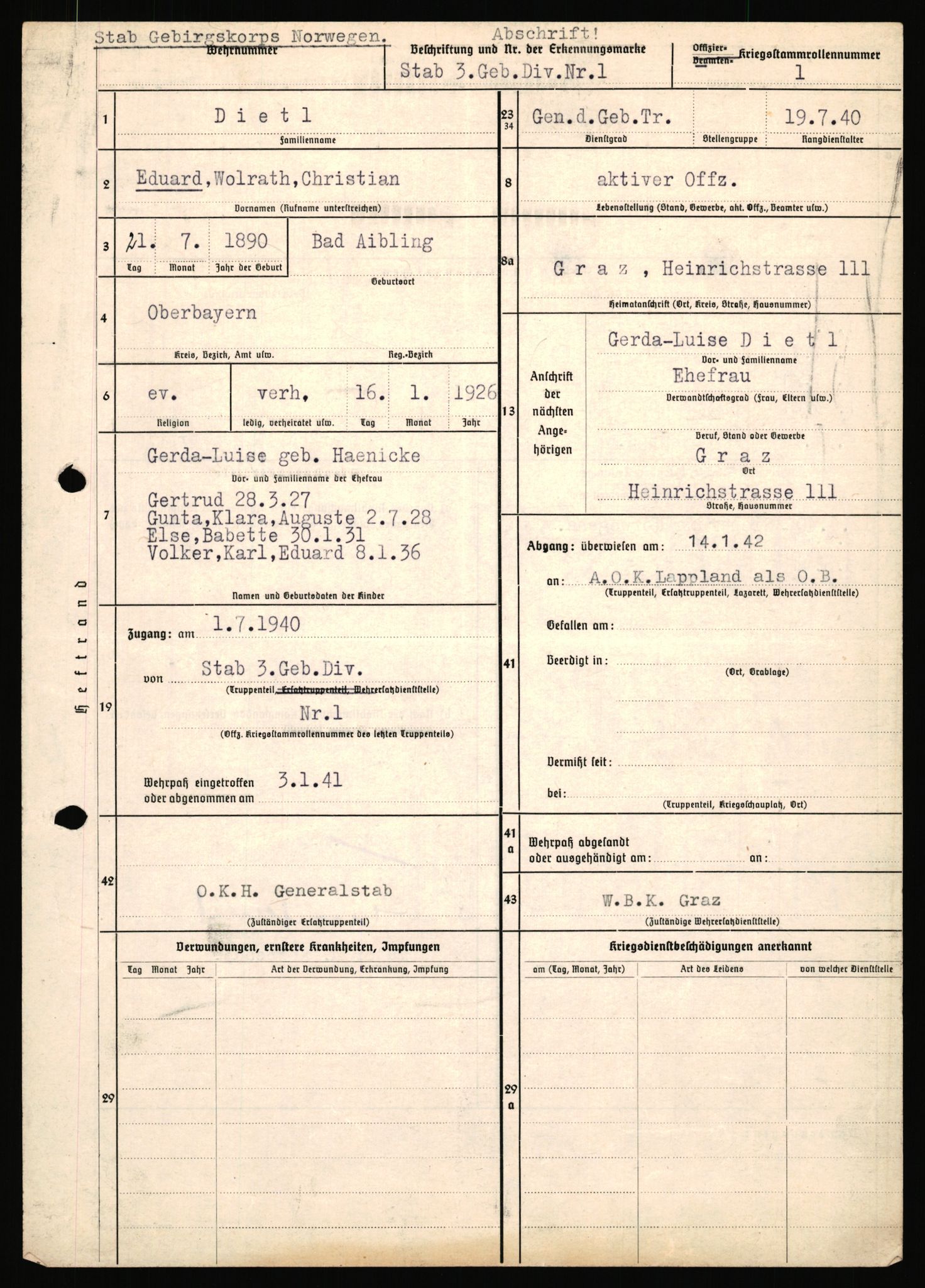 Forsvarets Overkommando. 2 kontor. Arkiv 11.4. Spredte tyske arkivsaker, AV/RA-RAFA-7031/D/Dar/Dara/L0018: Personalbøker, 1940-1945, p. 318