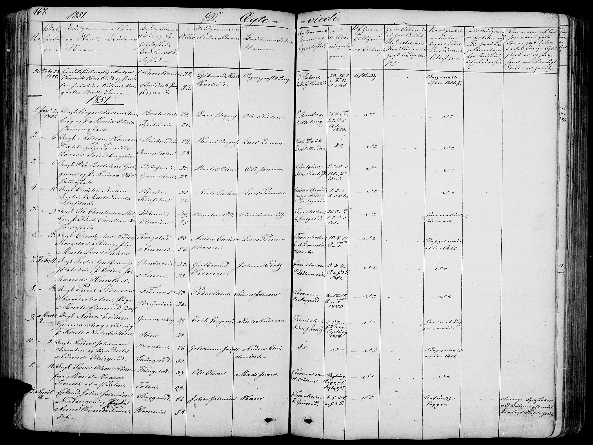 Romedal prestekontor, AV/SAH-PREST-004/L/L0009: Parish register (copy) no. 9, 1846-1866, p. 167