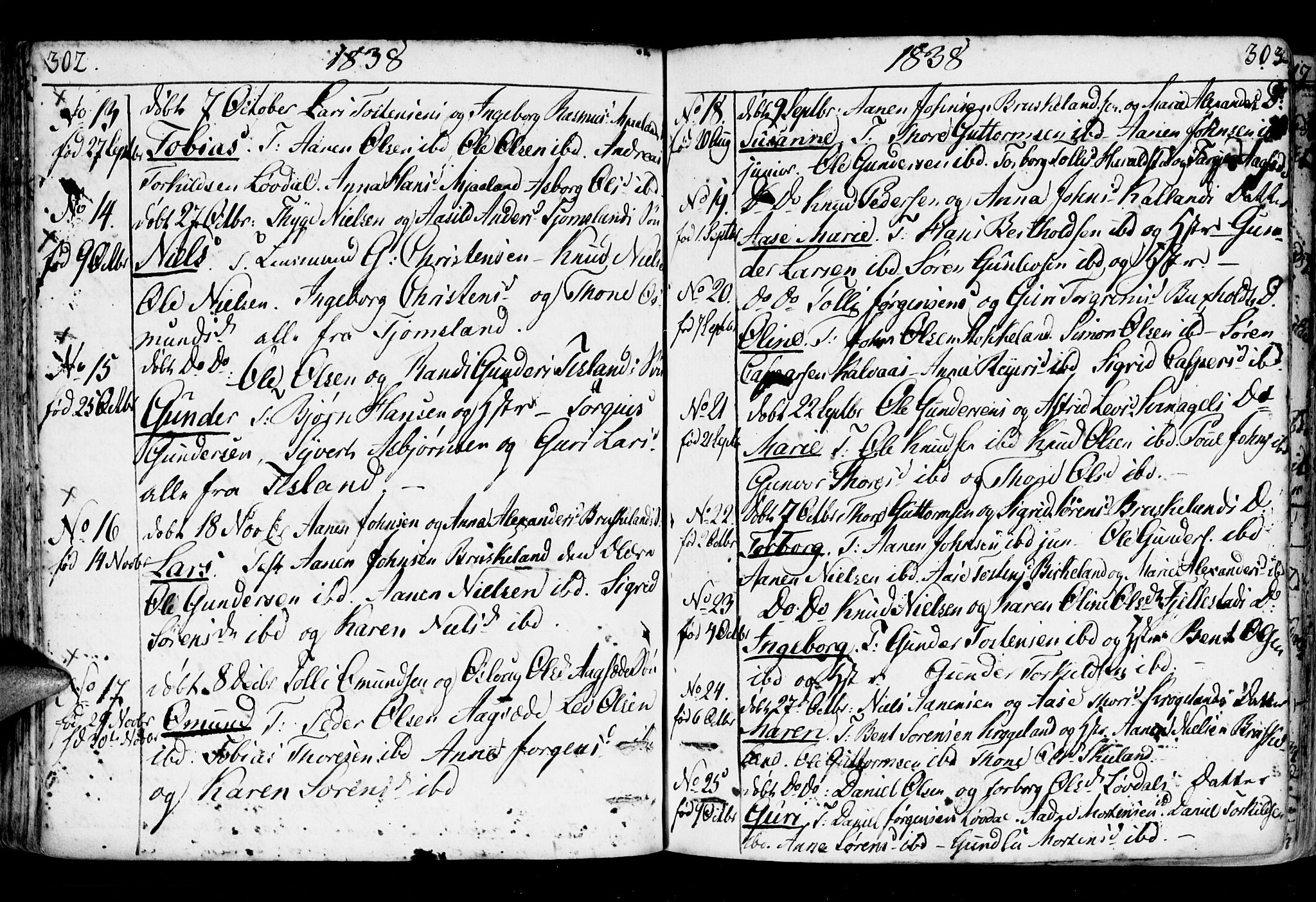 Holum sokneprestkontor, AV/SAK-1111-0022/F/Fa/Fab/L0004: Parish register (official) no. A 4, 1774-1847, p. 302-303