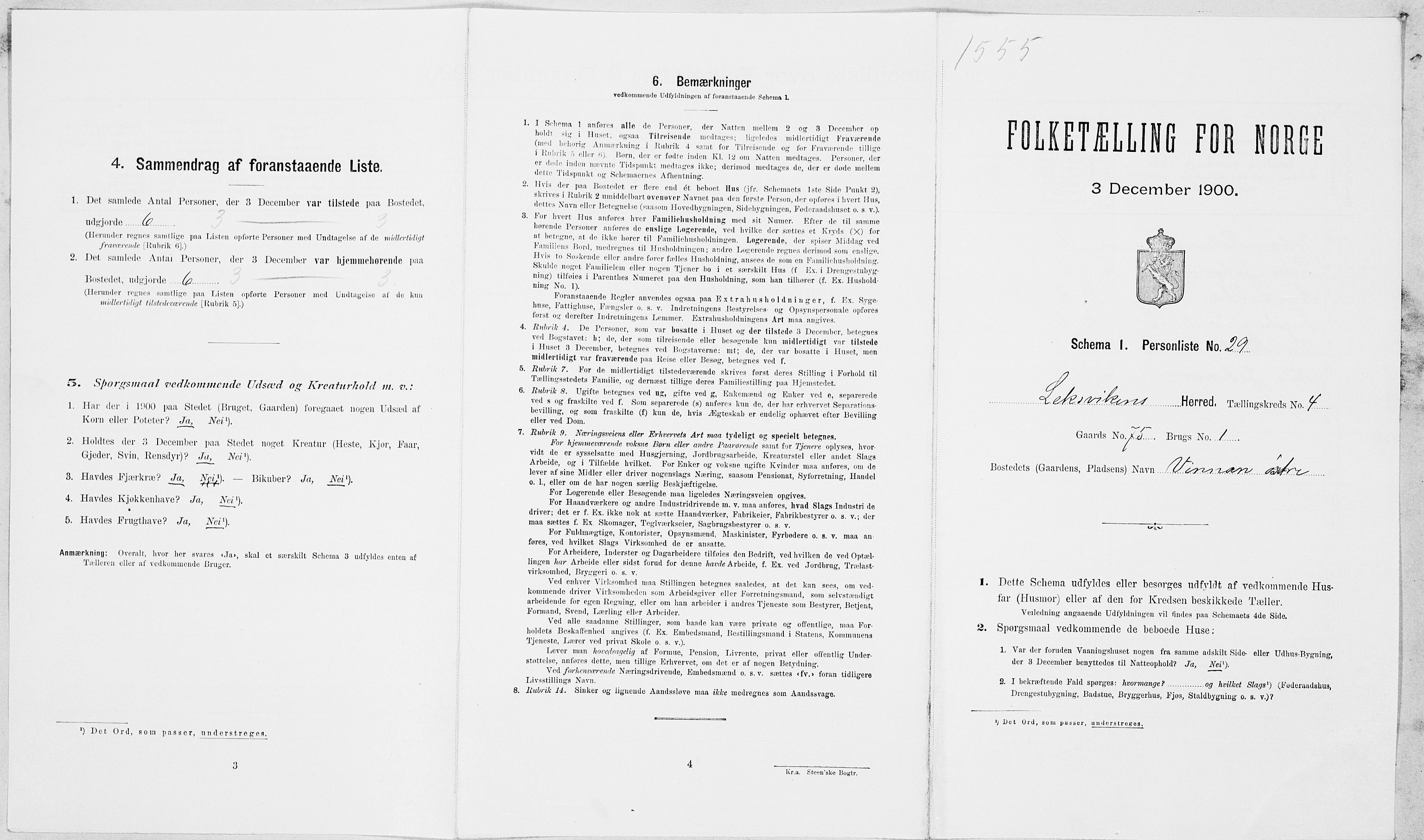 SAT, 1900 census for Leksvik, 1900, p. 522