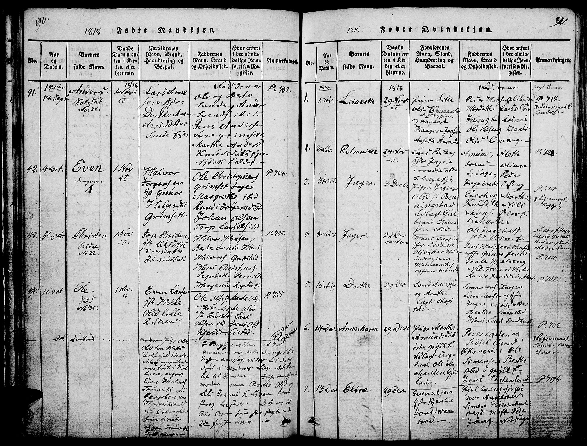 Løten prestekontor, SAH/PREST-022/L/La/L0001: Parish register (copy) no. 1, 1812-1832, p. 90-91
