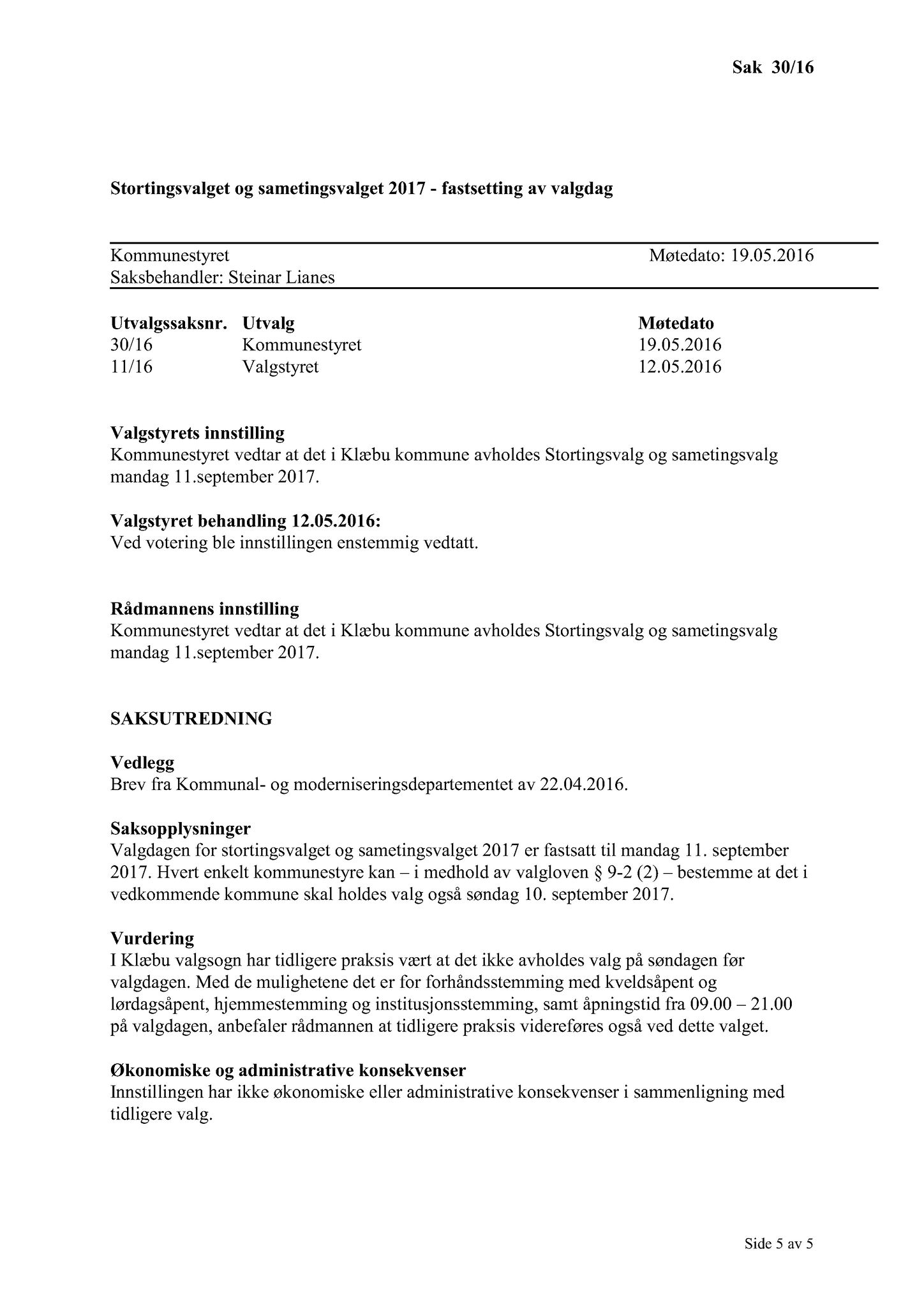 Klæbu Kommune, TRKO/KK/01-KS/L009: Kommunestyret - Møtedokumenter, 2016, p. 766