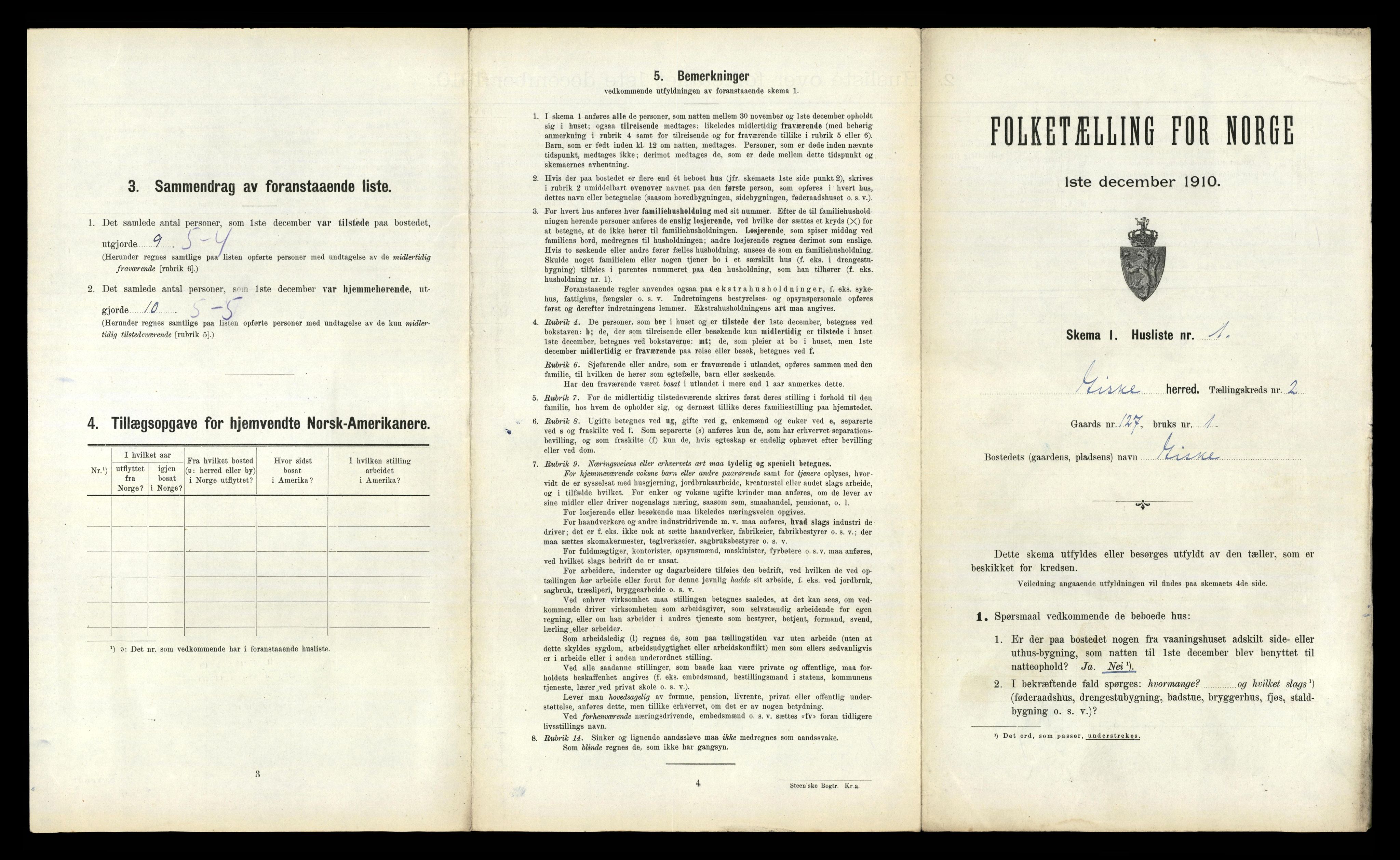 RA, 1910 census for Giske, 1910, p. 155