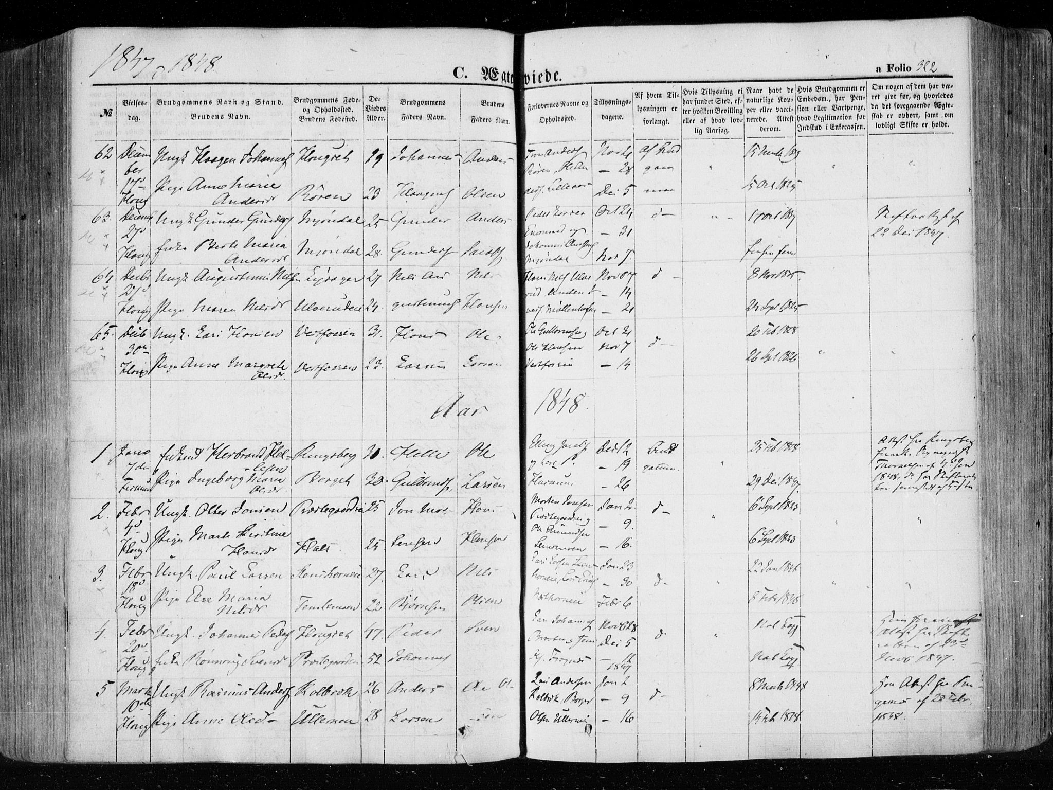 Eiker kirkebøker, SAKO/A-4/F/Fa/L0014: Parish register (official) no. I 14, 1846-1854, p. 322