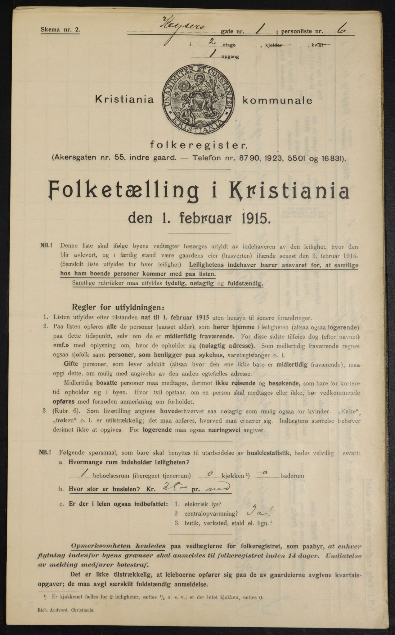 OBA, Municipal Census 1915 for Kristiania, 1915, p. 48703