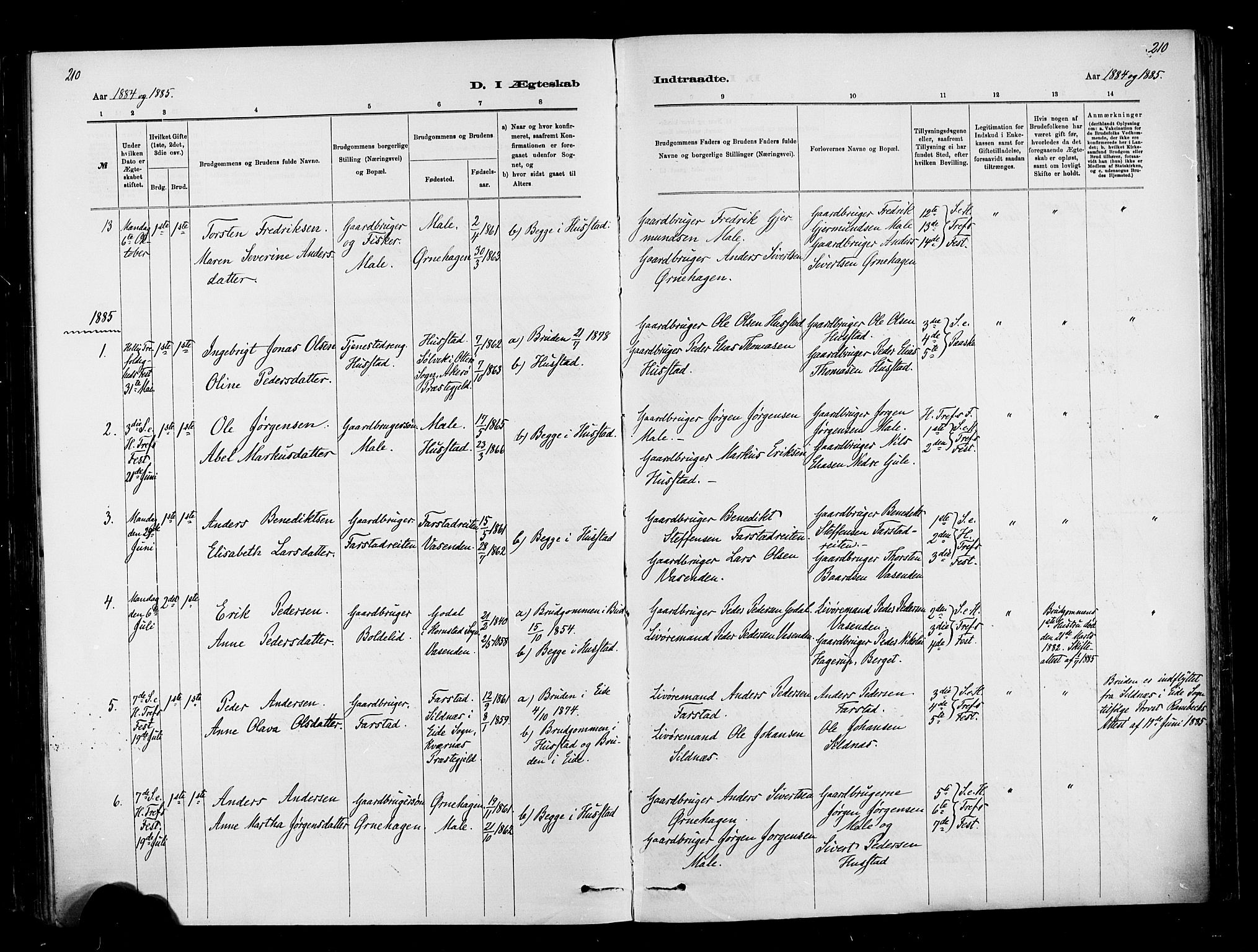 Ministerialprotokoller, klokkerbøker og fødselsregistre - Møre og Romsdal, AV/SAT-A-1454/567/L0778: Parish register (official) no. 567A01, 1881-1903, p. 210