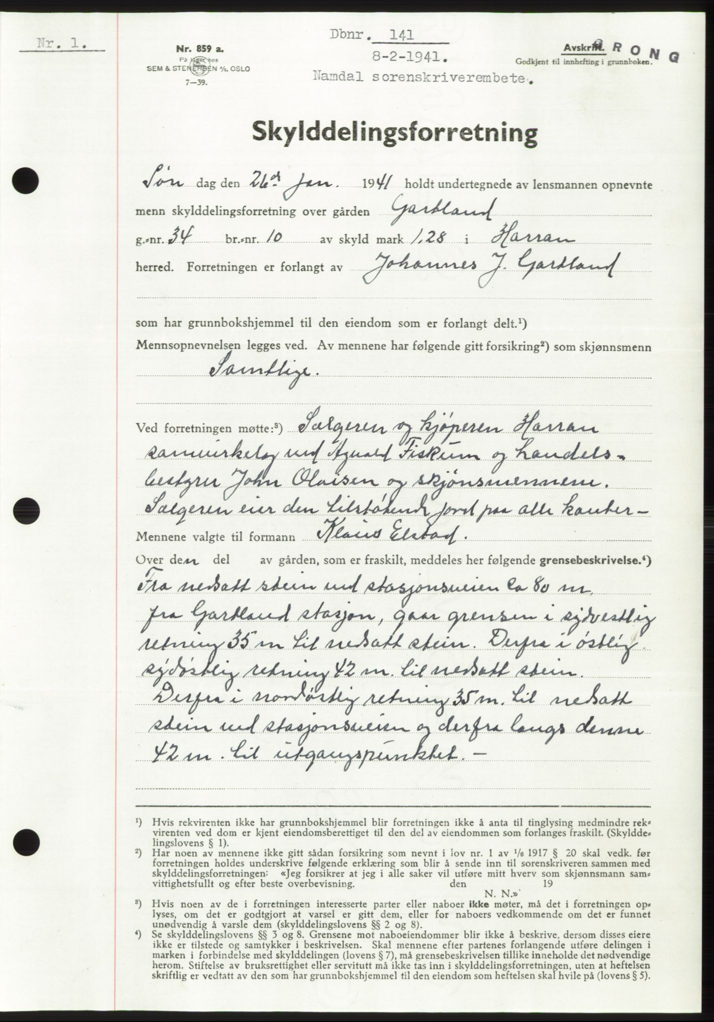 Namdal sorenskriveri, SAT/A-4133/1/2/2C: Mortgage book no. -, 1940-1941, Deed date: 08.02.1941