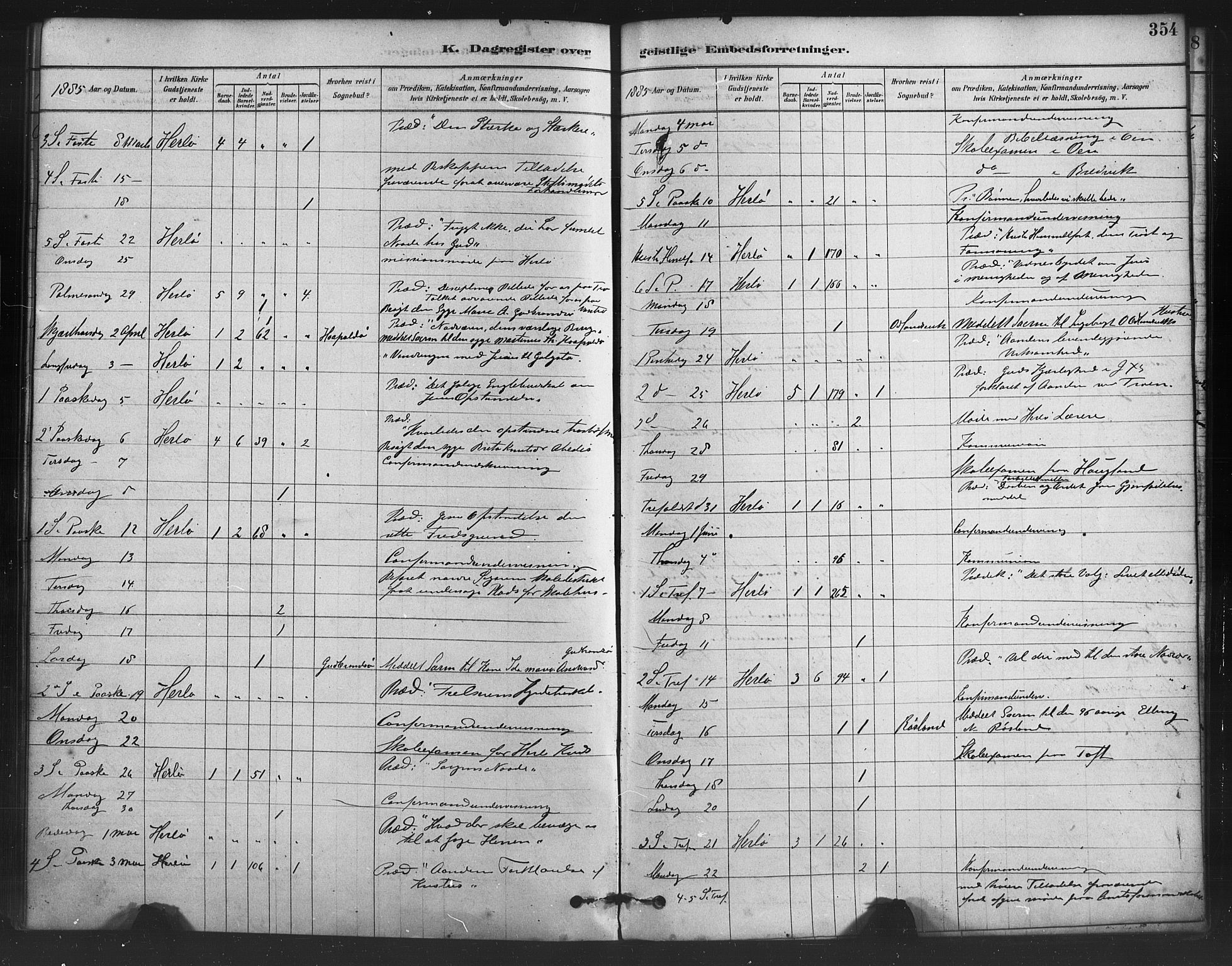 Herdla Sokneprestembete, AV/SAB-A-75701/H/Haa: Parish register (official) no. A 3, 1878-1890, p. 354