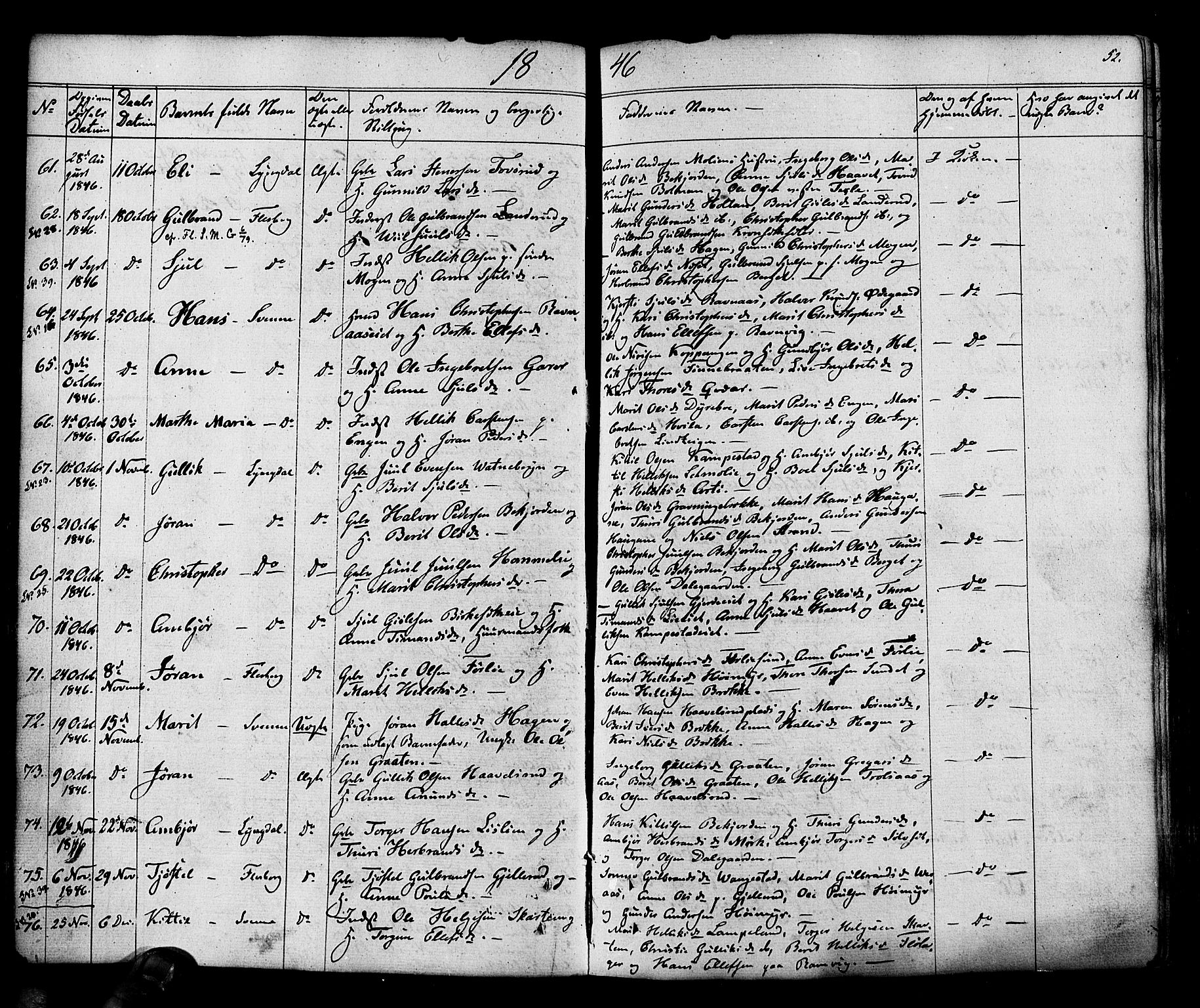 Flesberg kirkebøker, AV/SAKO-A-18/F/Fa/L0006: Parish register (official) no. I 6, 1834-1860, p. 52