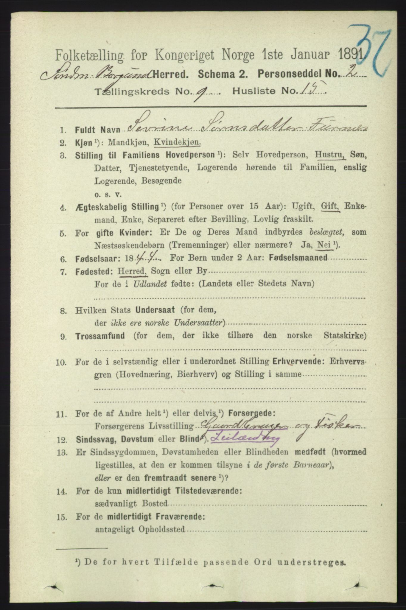 RA, 1891 census for 1531 Borgund, 1891, p. 2356