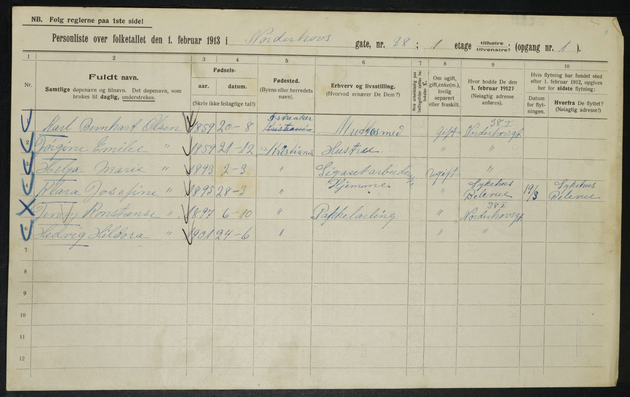 OBA, Municipal Census 1913 for Kristiania, 1913, p. 73094