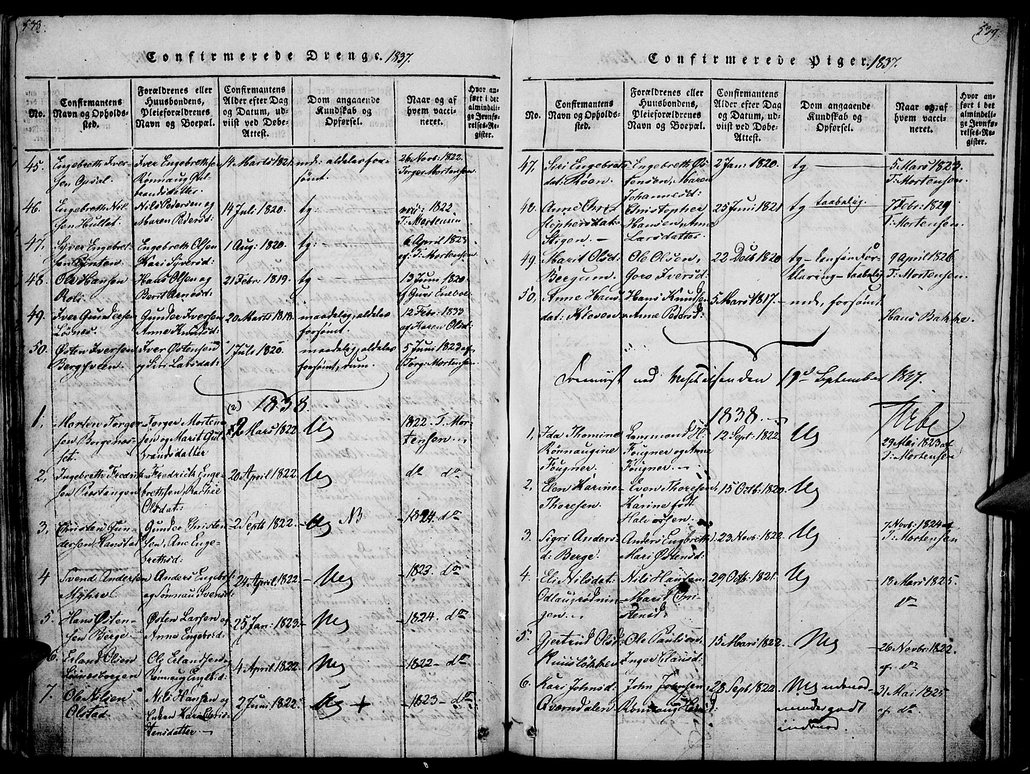 Ringebu prestekontor, SAH/PREST-082/H/Ha/Haa/L0004: Parish register (official) no. 4, 1821-1839, p. 538-539