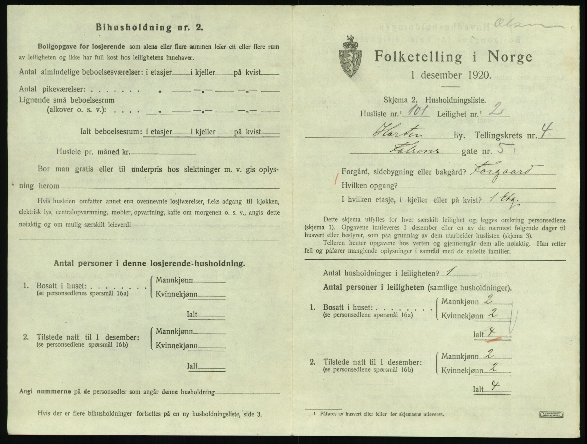 SAKO, 1920 census for Horten, 1920, p. 5303