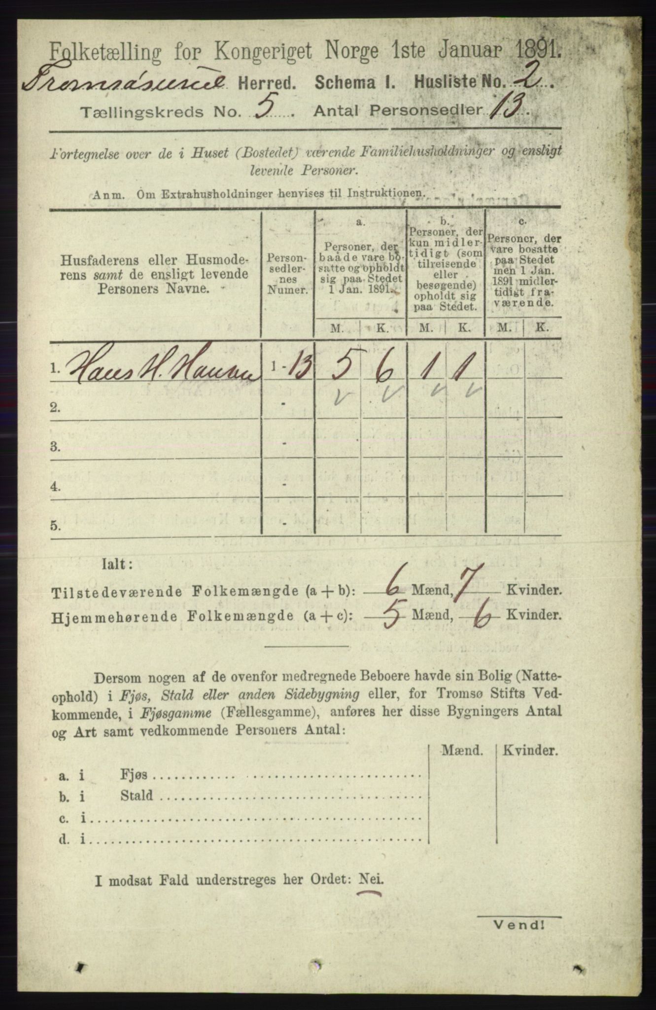 RA, 1891 census for 1934 Tromsøysund, 1891, p. 2243