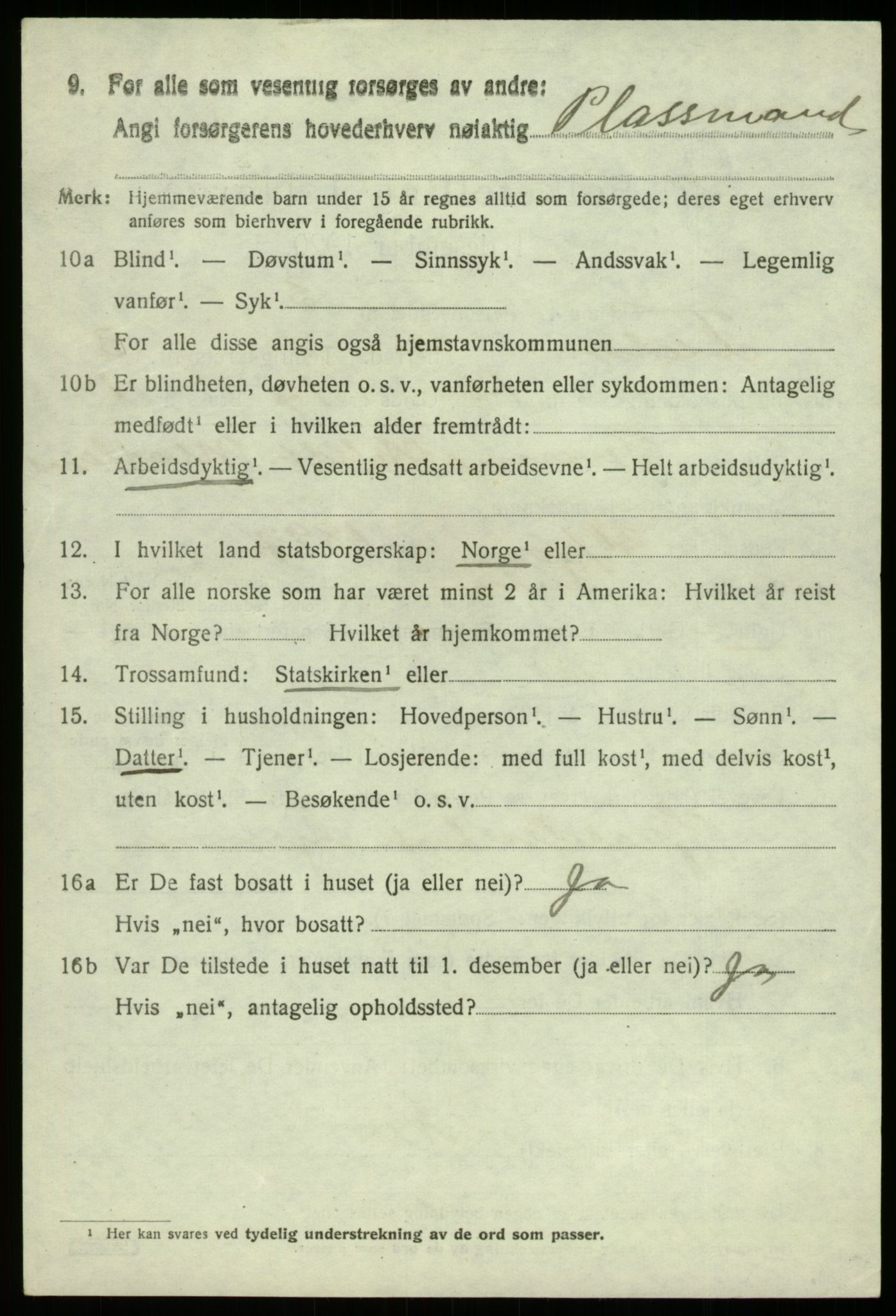 SAB, 1920 census for Fusa, 1920, p. 1540